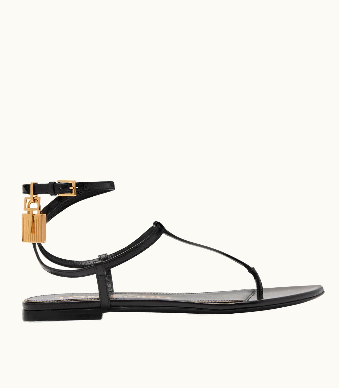Tom Ford Tom Ford Shiny Leather Padlock Thong Sandal