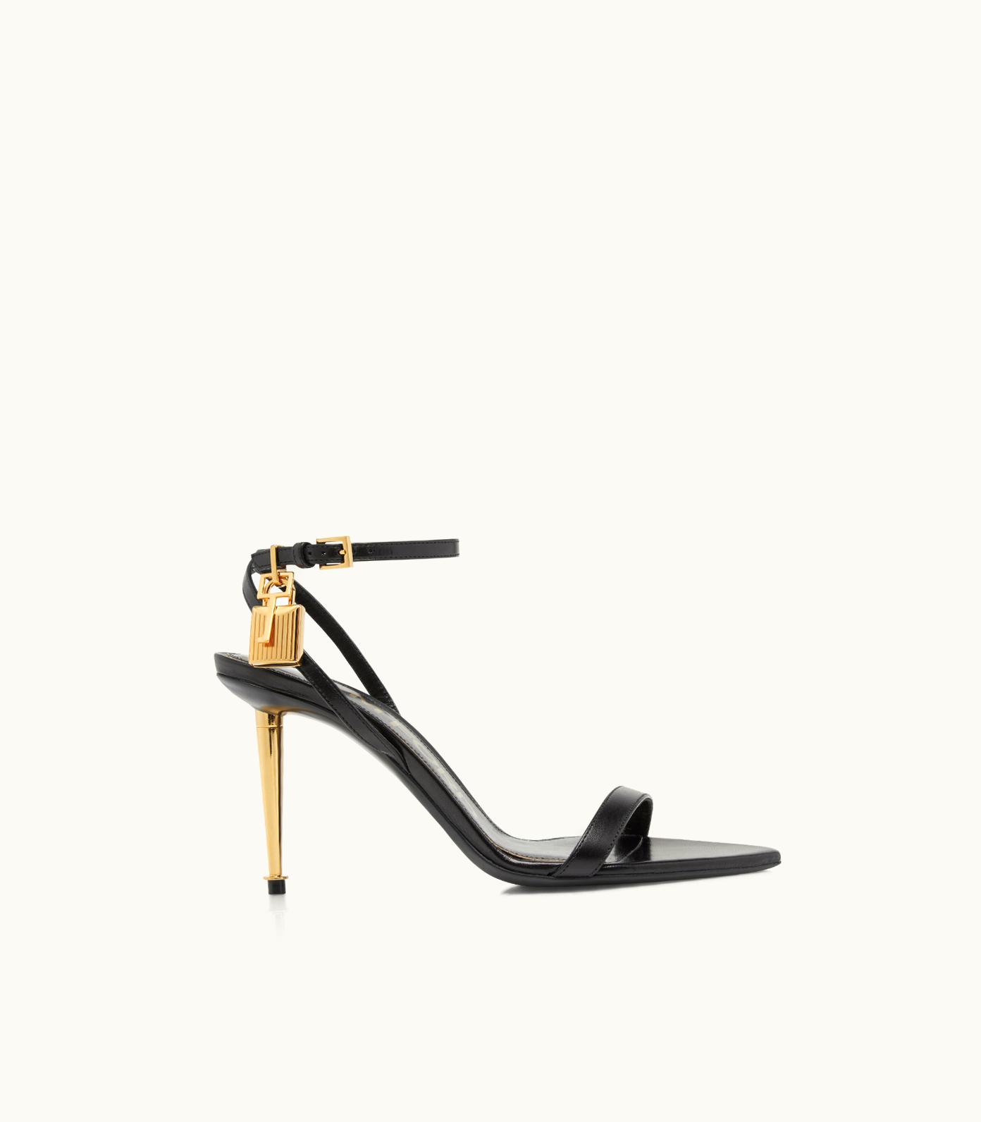 Tom Ford Tom Ford Shiny Leather Padlock Pointy Naked Sandal 85mm