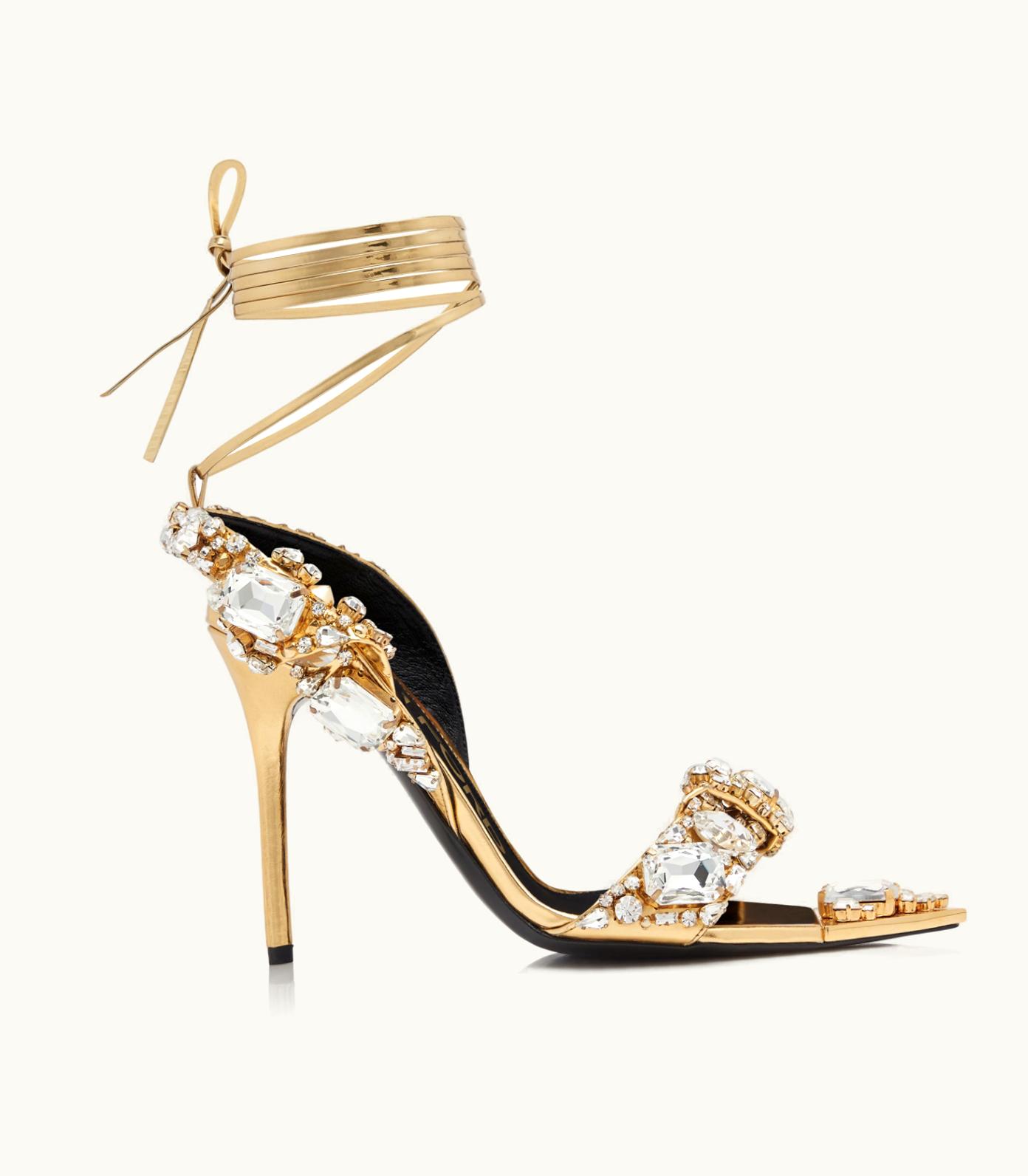 Tom Ford Tom Ford Crystal Embroidered Stiletto Sandal Black