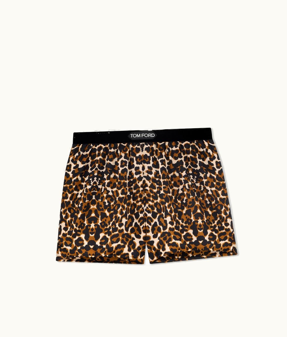 Tom Ford Tom Ford Reflected Leopard Pattern Silk Satin Boxer Shorts