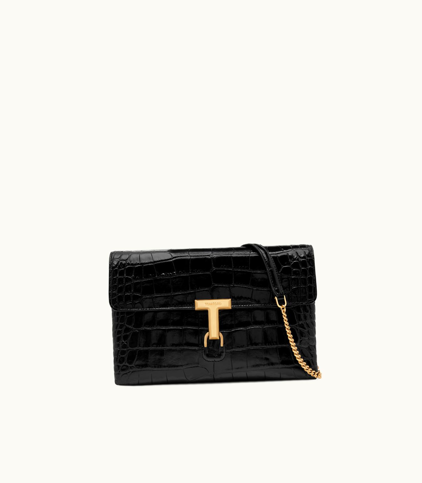 Tom Ford Tom Ford Monarch Crocodile Leather Shoulder Bag Black
