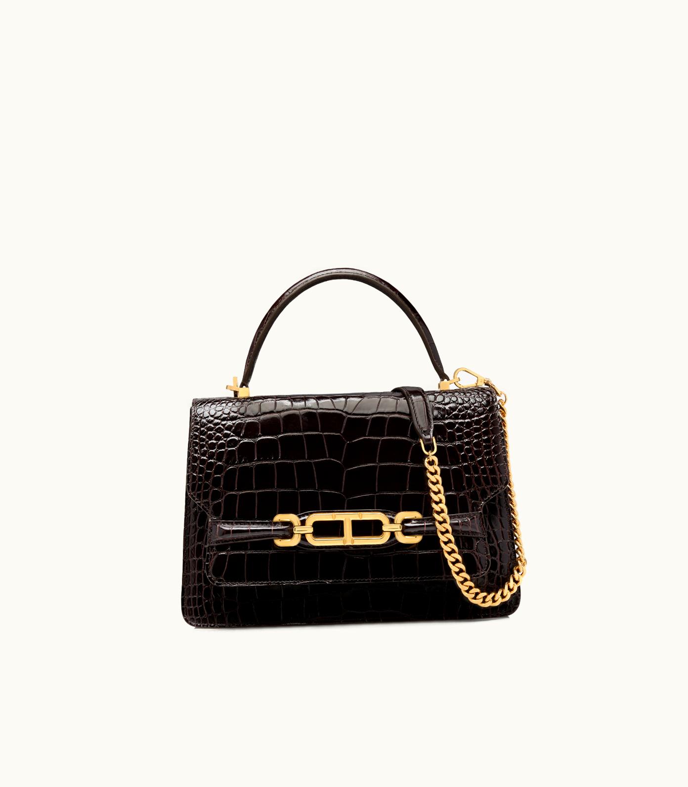 Tom Ford Tom Ford Shiny Stamped Crocodile Leather Whitney Medium Top Handle