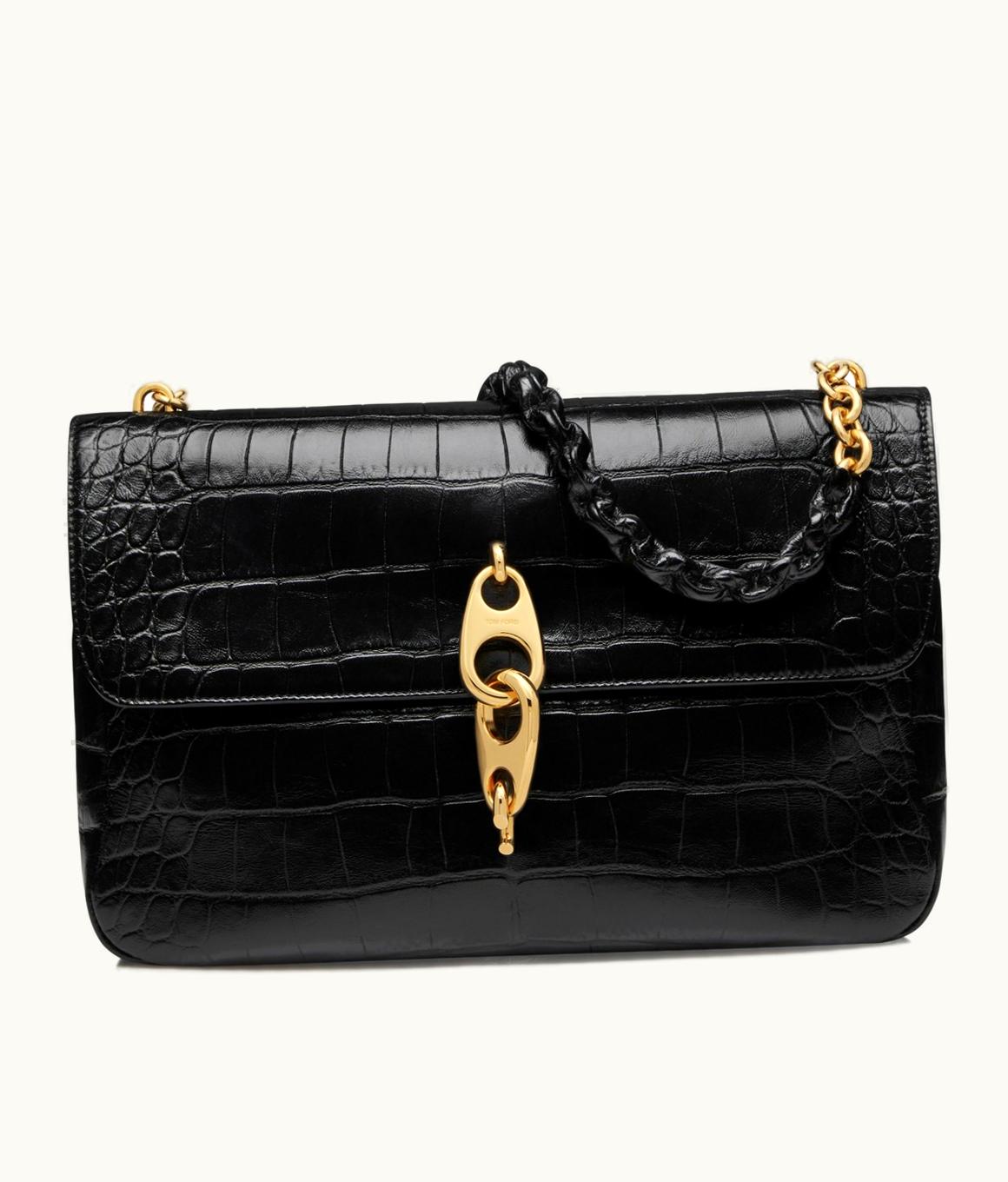 Tom Ford Tom Ford Stamped Croc Leather Carine Large Shoulder Bag