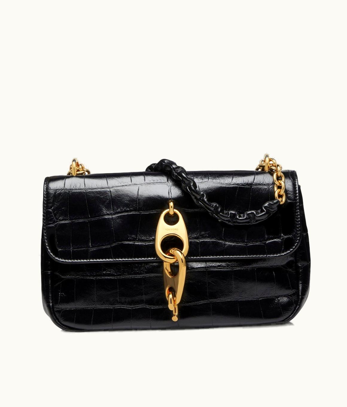 Tom Ford Tom Ford Stamped Croc Leather Carine Medium Shoulder Bag