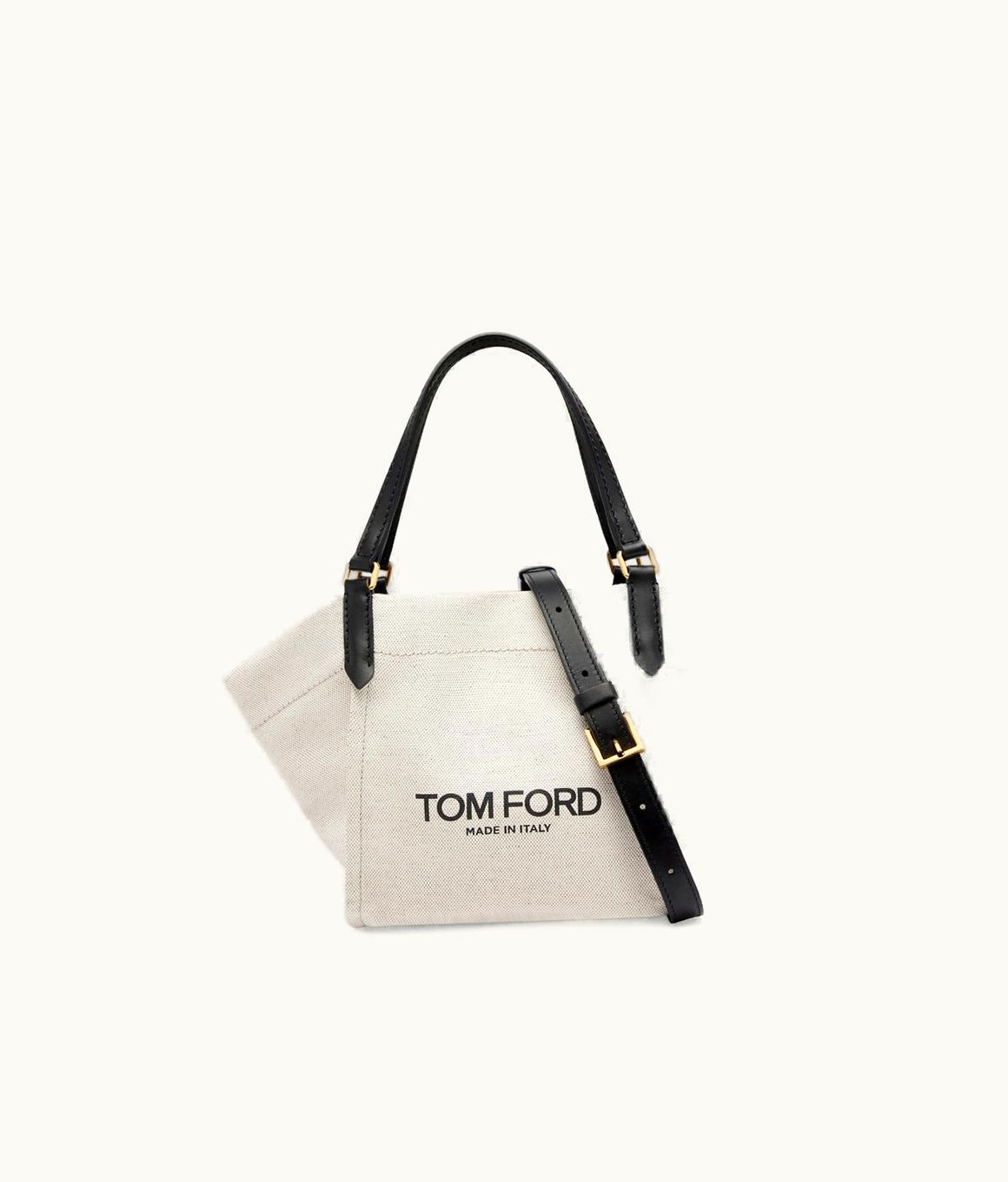 Tom Ford Tom Ford Cotton Canvas And Smooth Leather Amalfi Small Tote