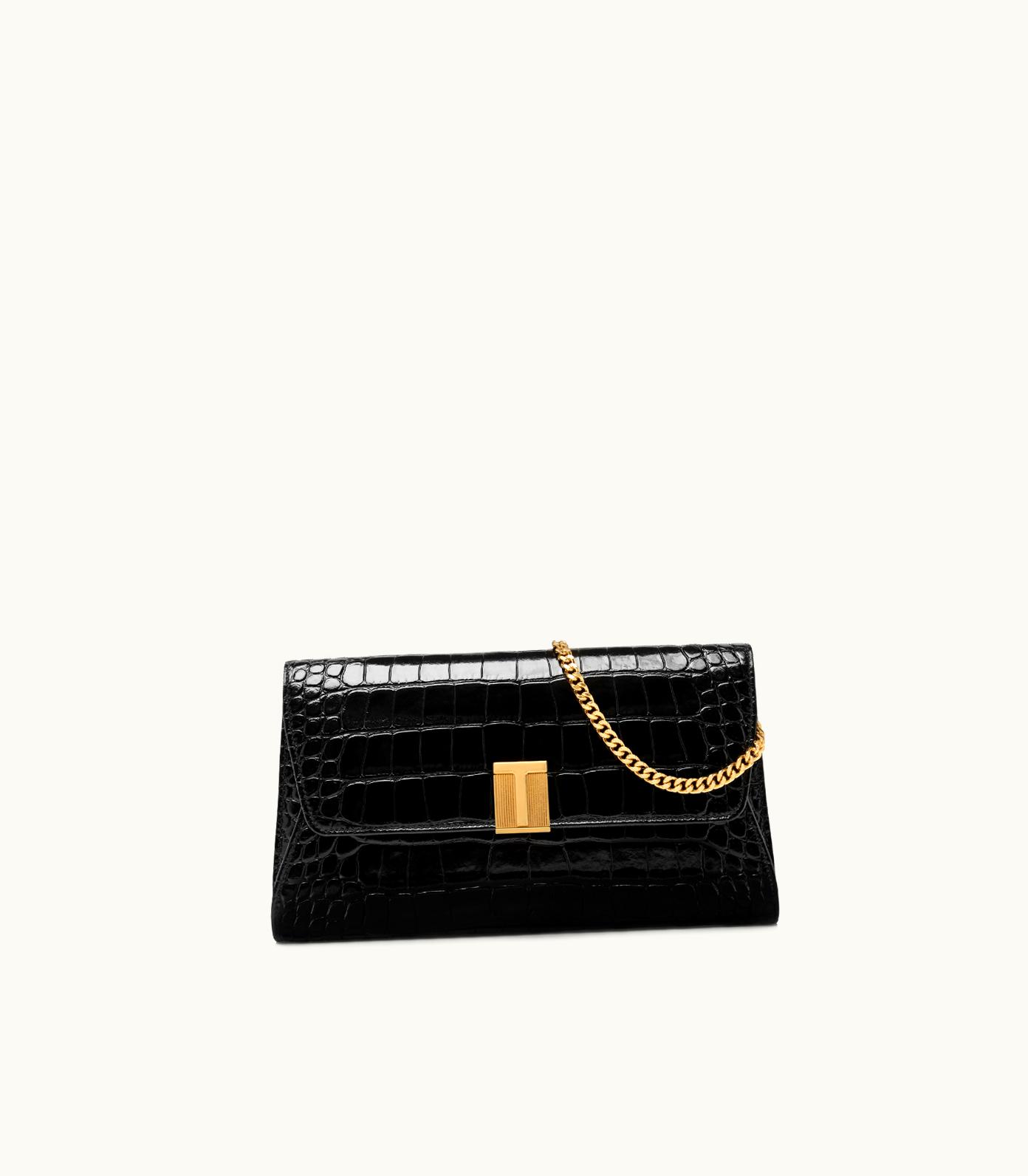Tom Ford Tom Ford Shiny Stamped Crocodile Leather Nobile Clutch