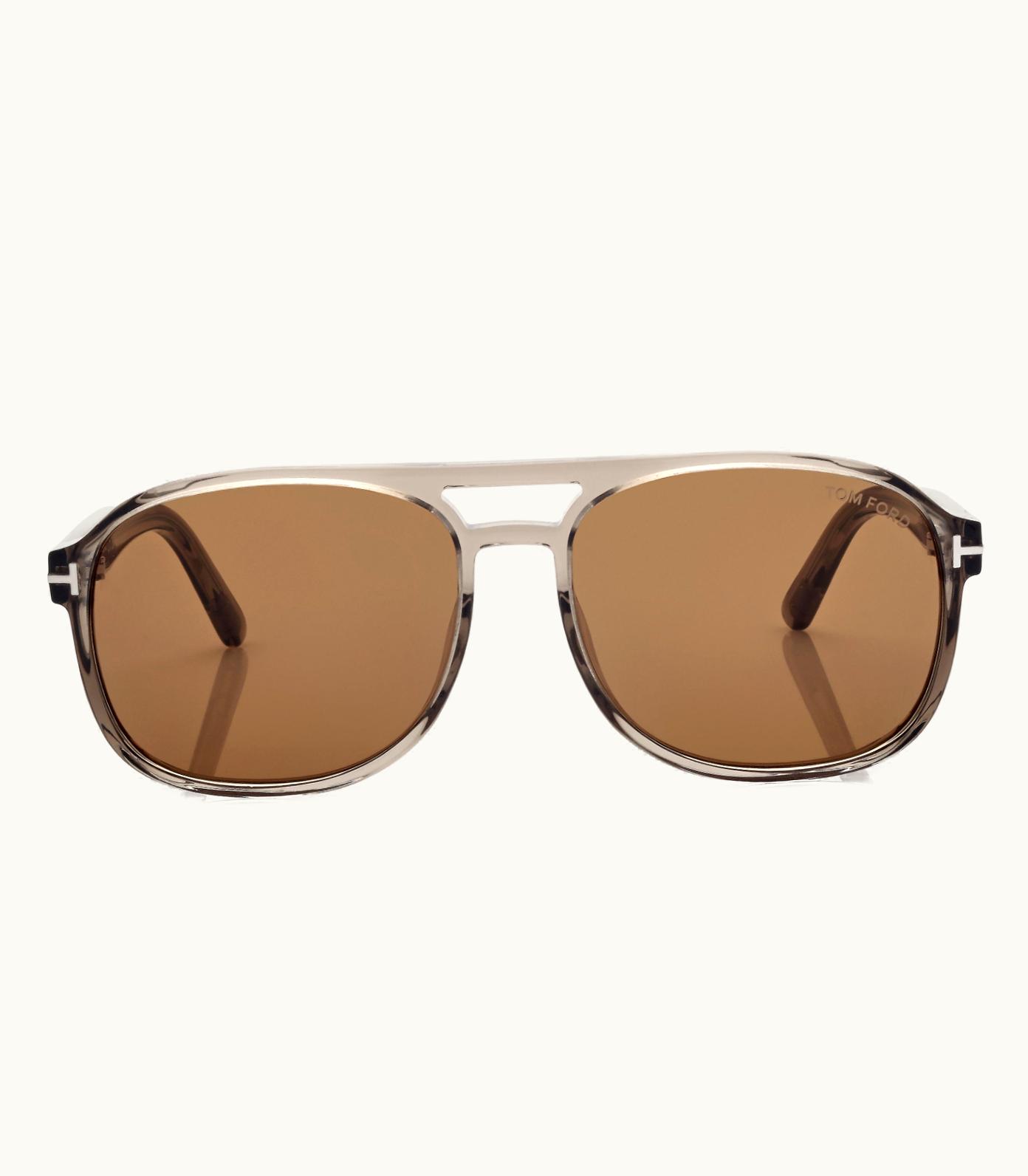 Tom Ford Tom Ford Rosco Sunglasses Black Shiny Acetate Square Oversized Sunglasses