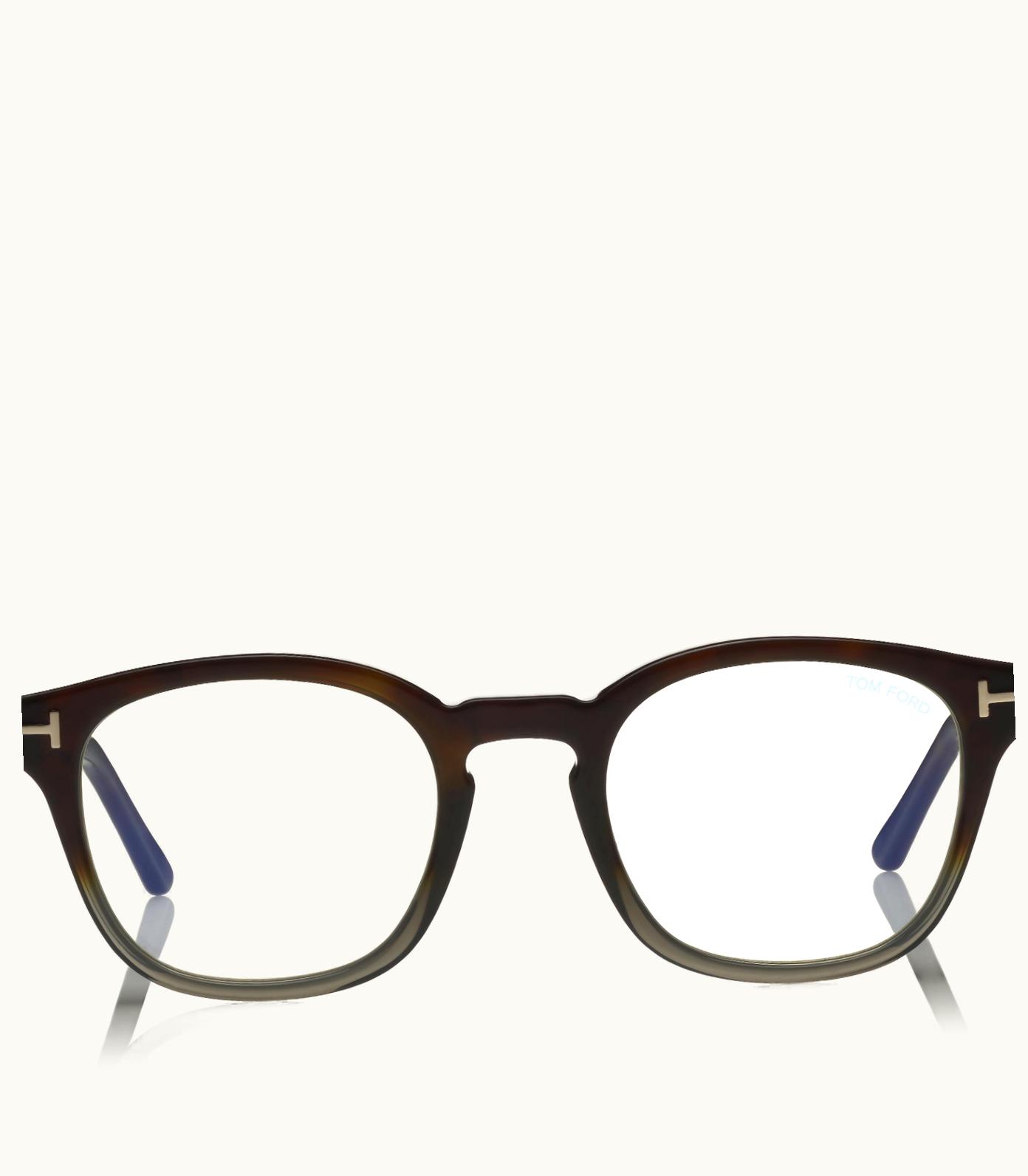 Tom Ford Tom Ford Blue Block Soft Round Opticals with Magnetic Clip-On in Real Leather