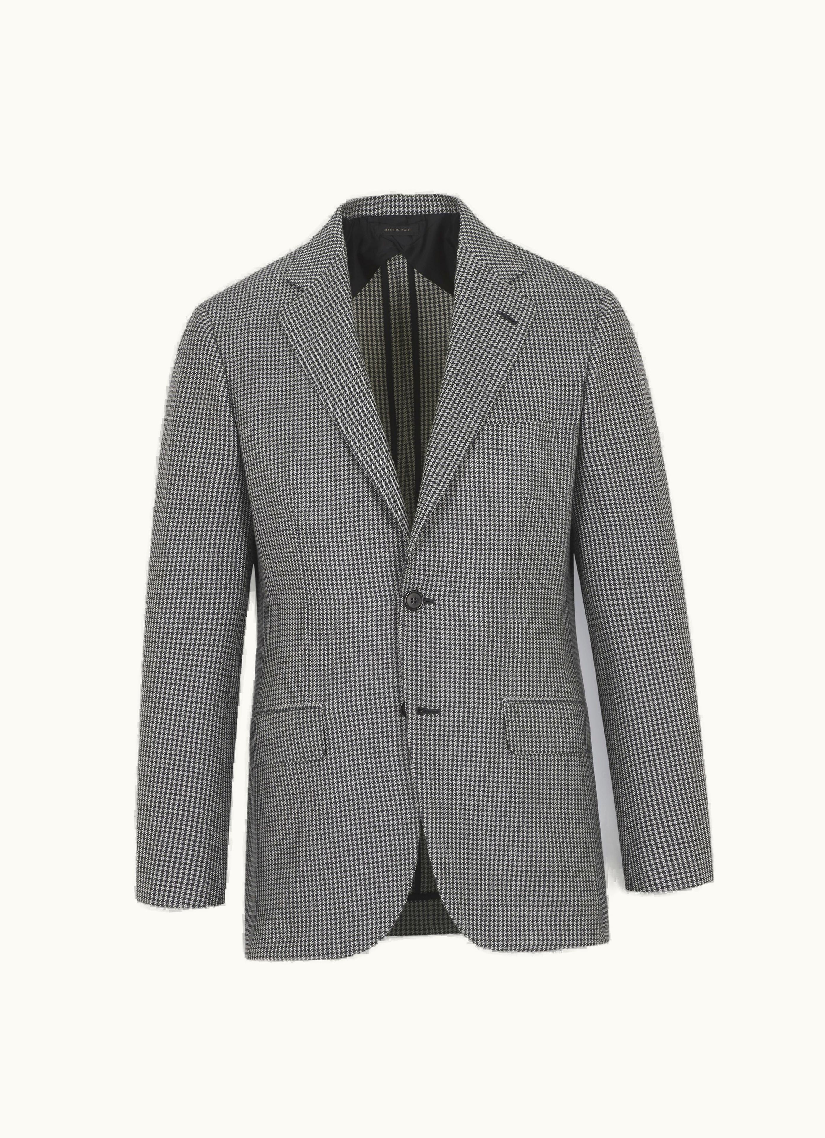 Brioni Brioni Navy Blue And Ivory Houndstooth Wool And Silk Plume Jacket