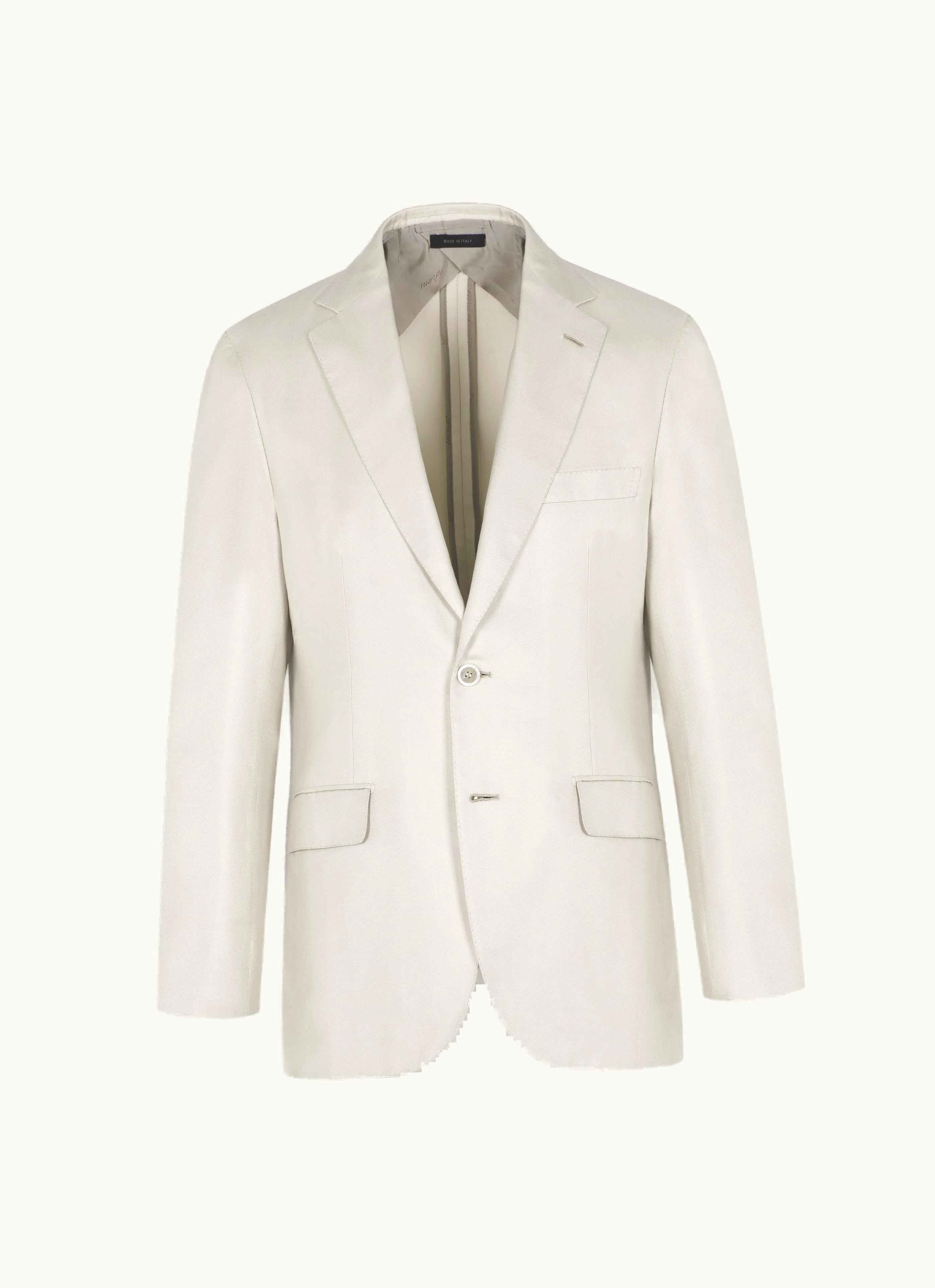 Brioni Brioni Ivory White Silk Gabardine Plume Suit