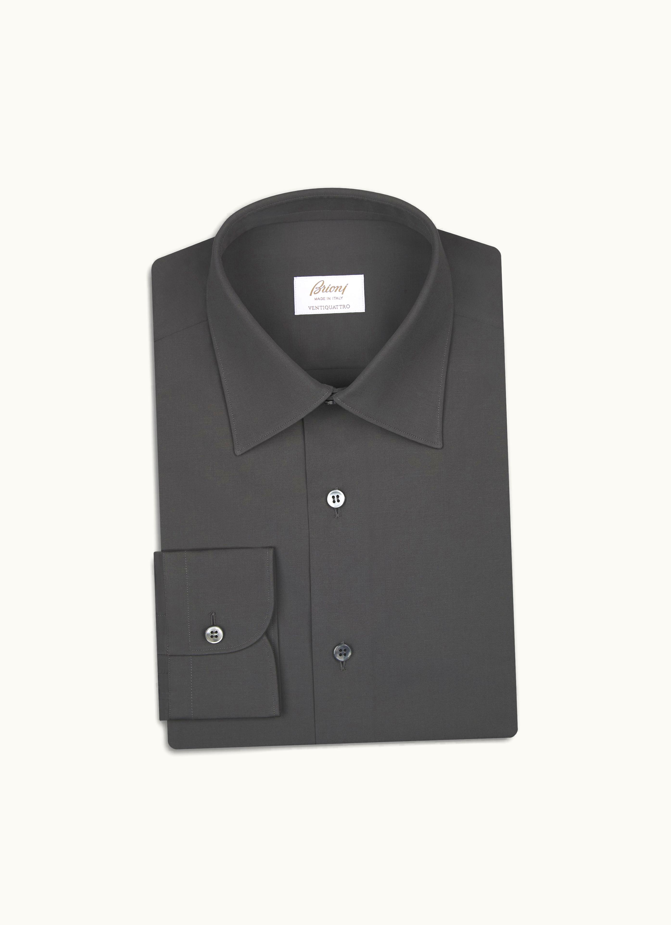 Brioni Brioni Dark Grey Cotton Blend Formal Shirt
