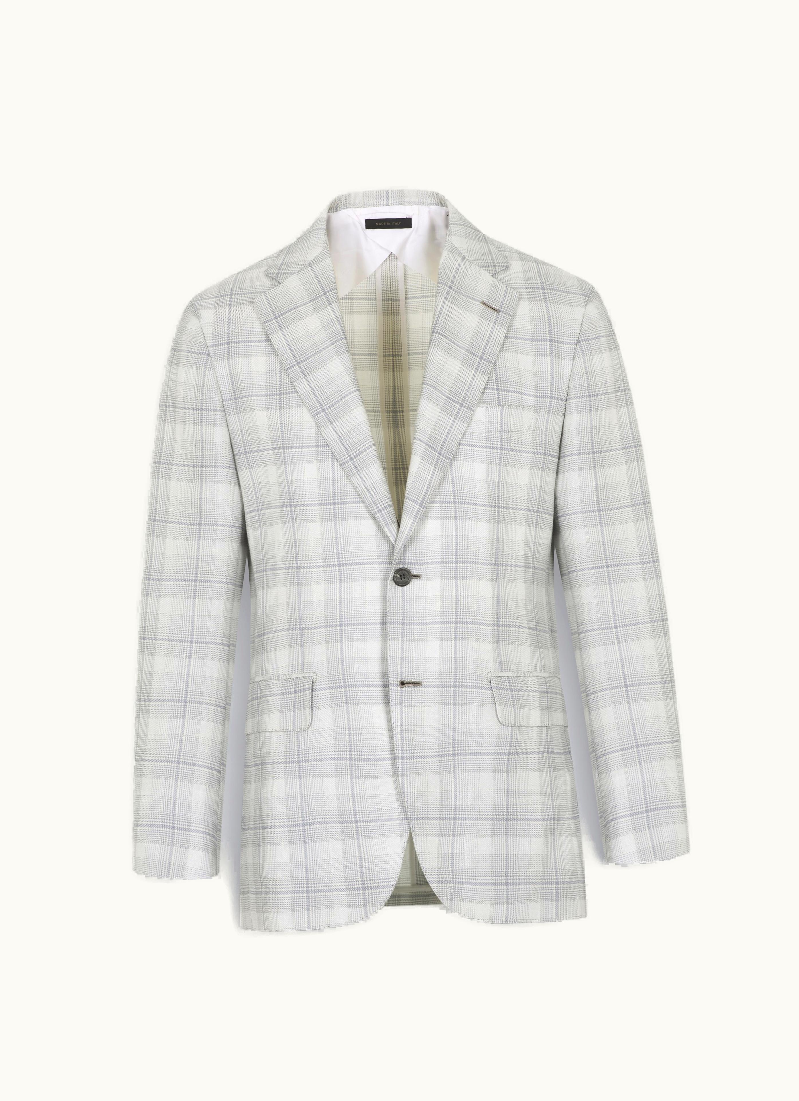 Brioni Brioni Ice Grey Checked Wool And Silk Plume Jacket