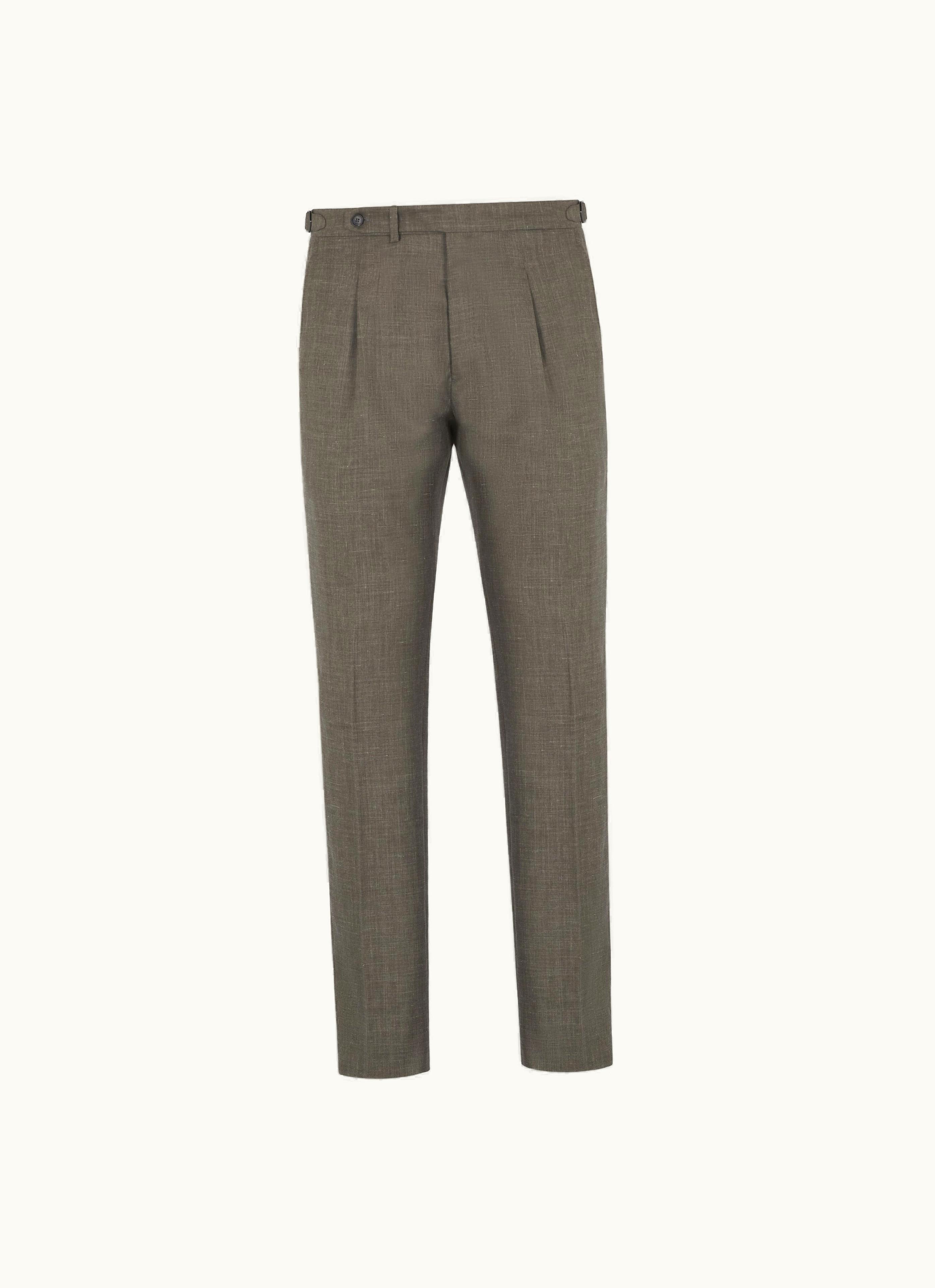 Brioni Brioni Brown Silk, Cashmere And Linen Zante Trousers