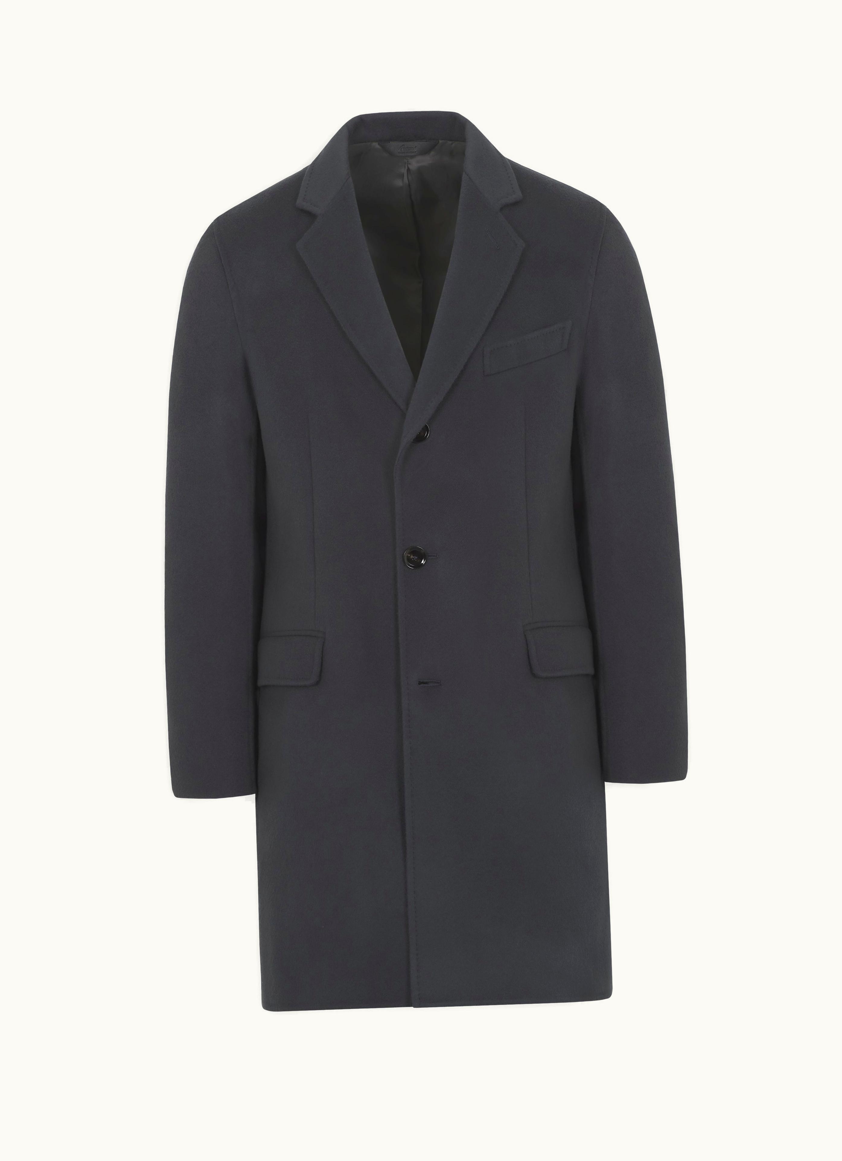 Brioni Brioni Petroleum Blue Wool And Cashmere double-splittable Car Coat
