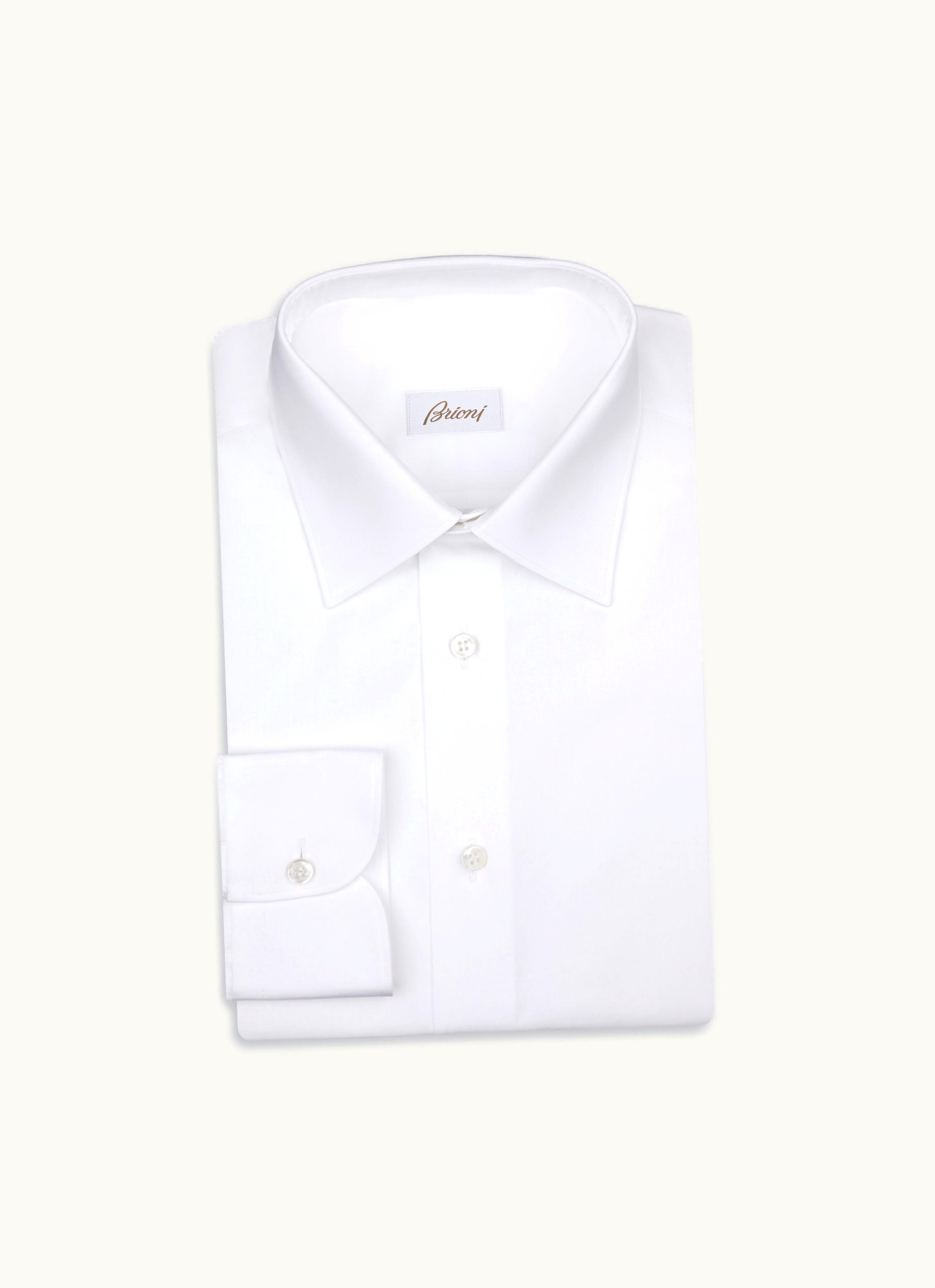 Brioni Brioni Essential White Cotton Regular Fit Formal Shirt