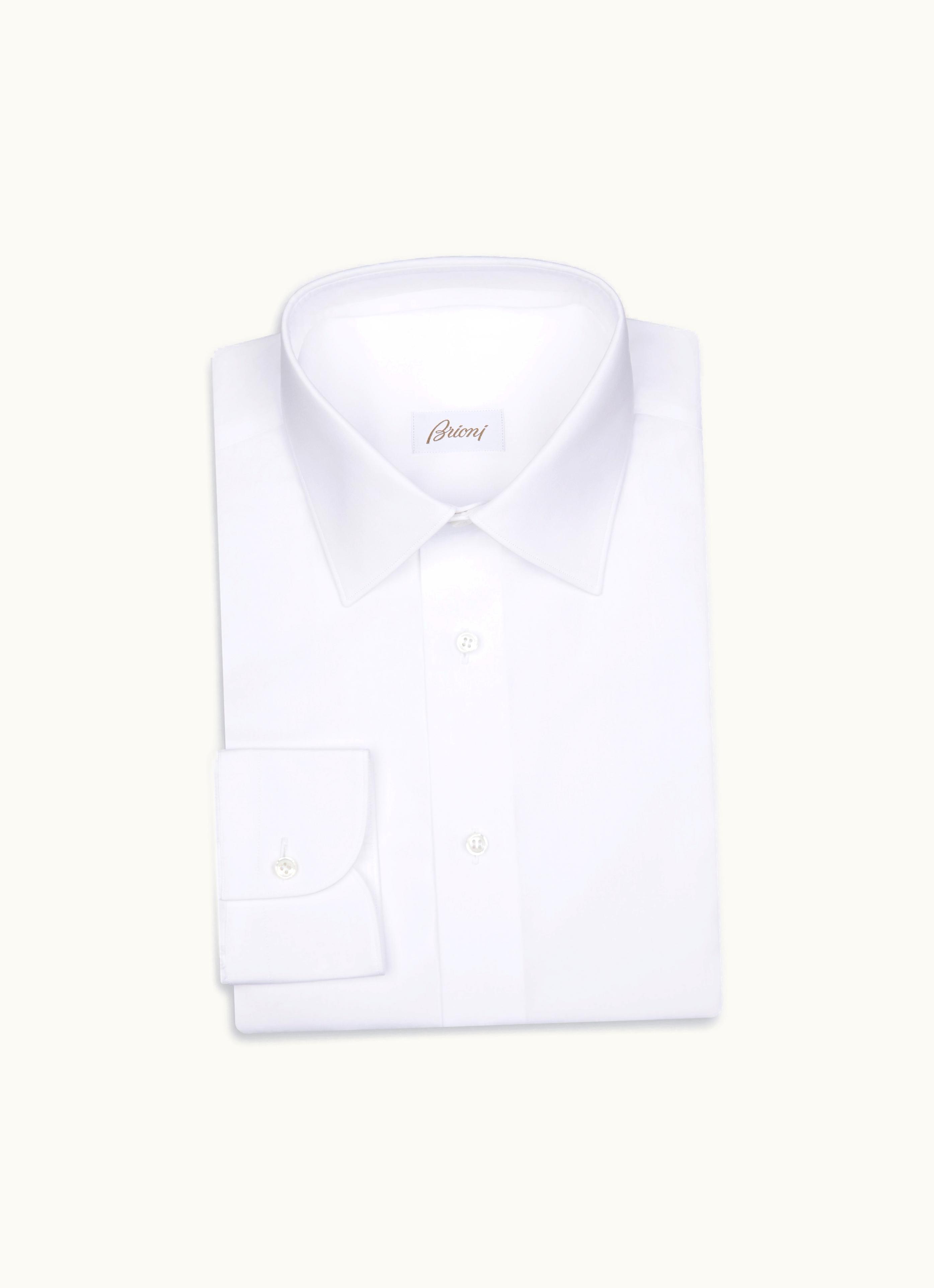 Brioni Brioni Essential White Cotton Fitted Formal Shirt