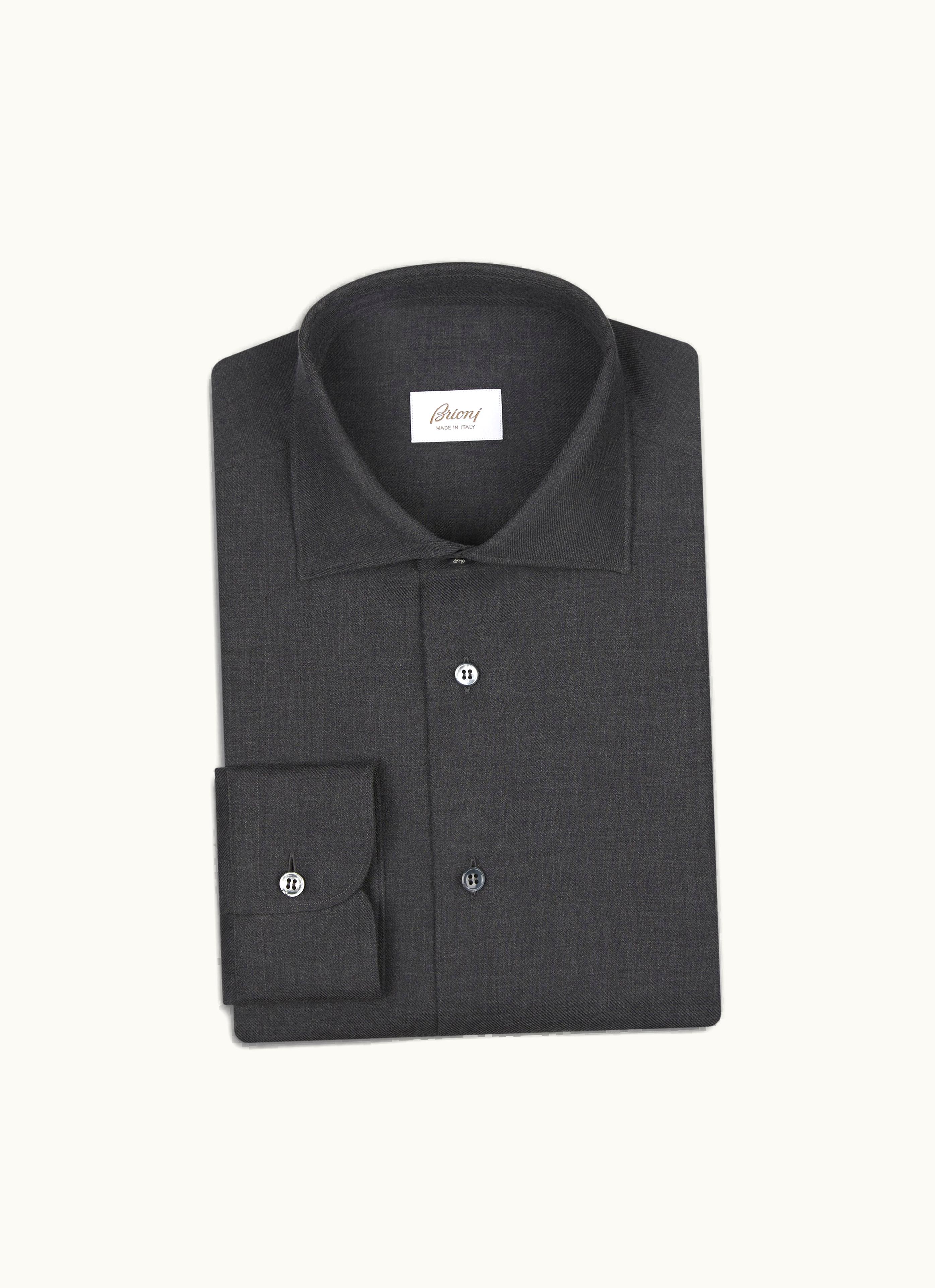 Brioni Brioni Dark Grey Cotton And Cashmere Formal Shirt