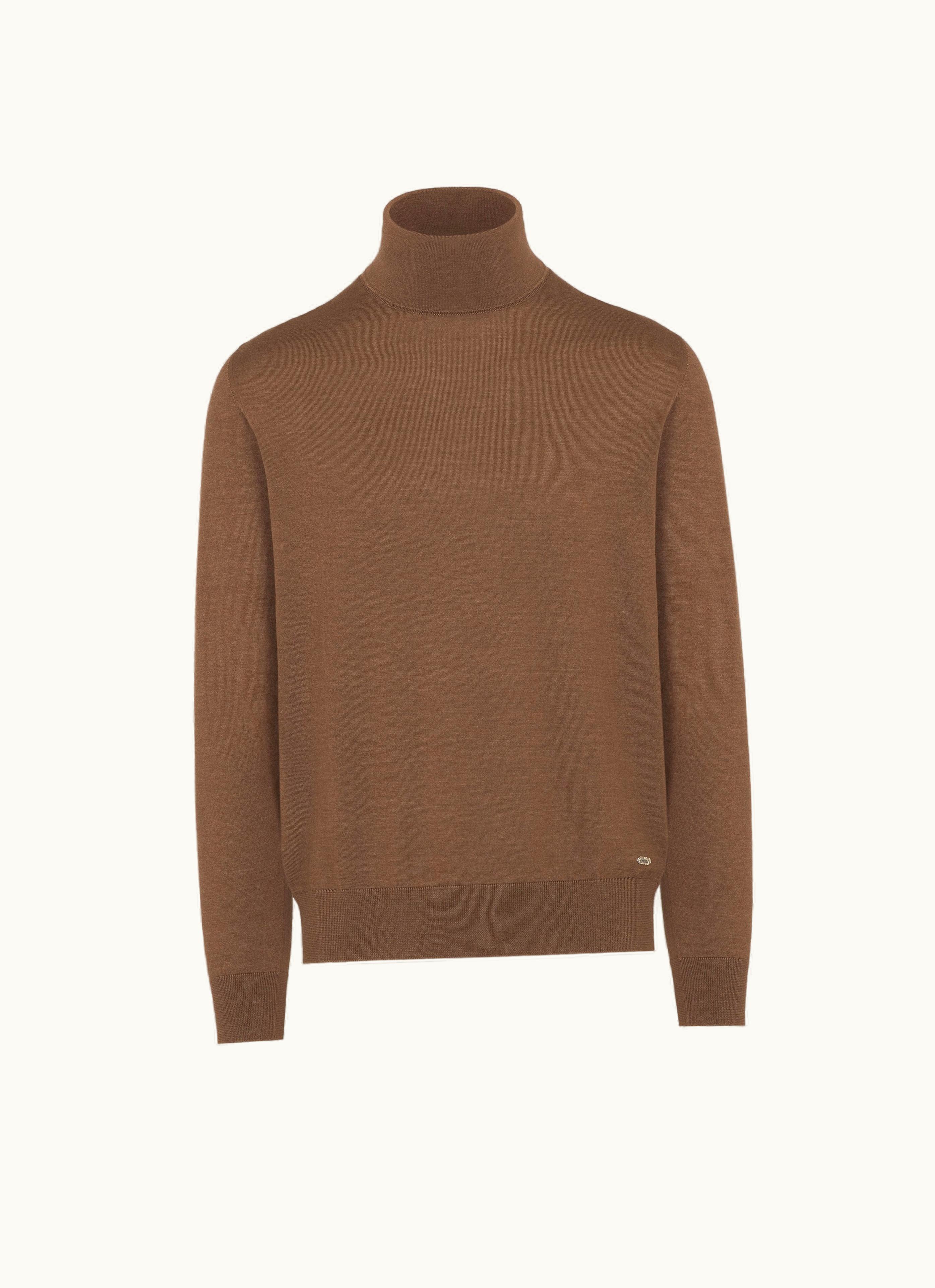 Brioni Brioni Light Brown Cashmere And Silk Turtleneck Sweater