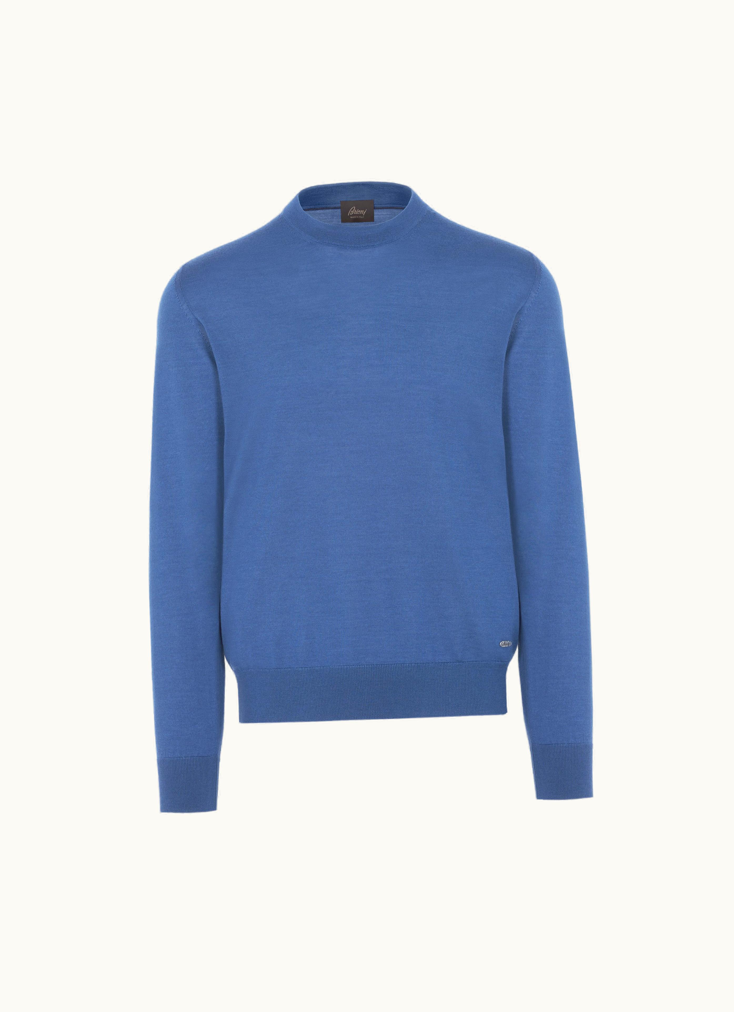 Brioni Brioni Cerulean Blue Cashmere And Silk Crewneck Sweater