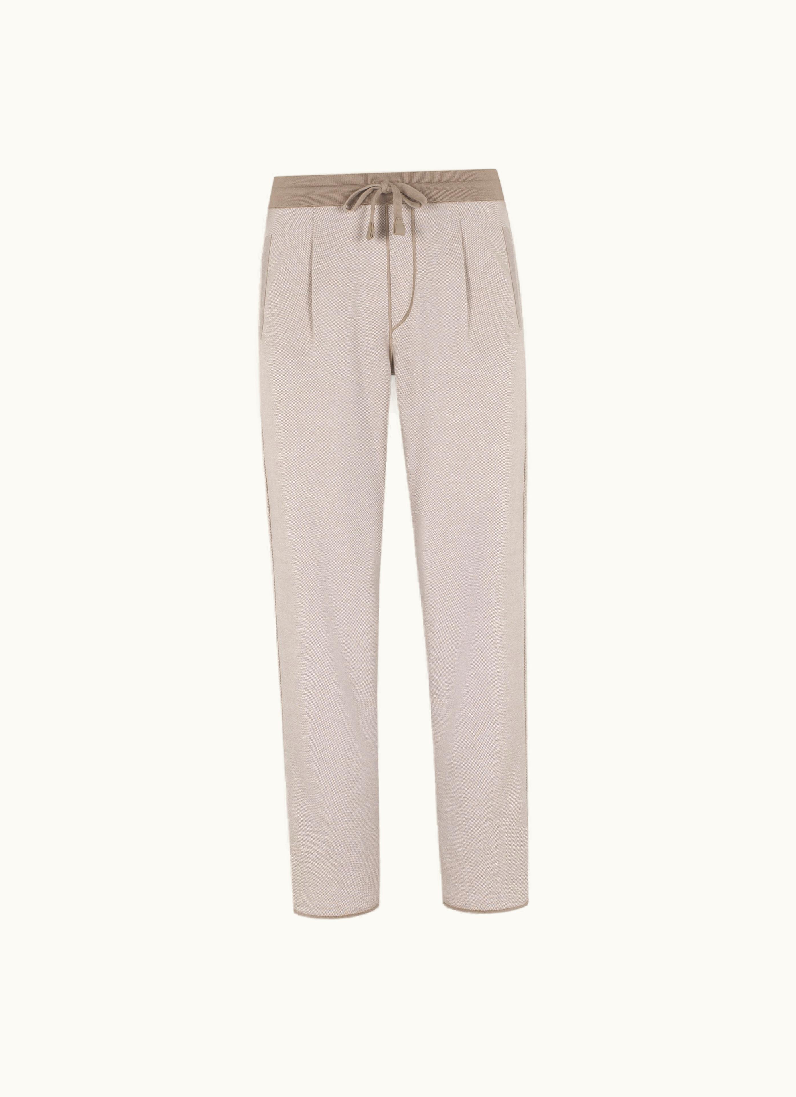 Brioni Brioni Beige Cotton, Silk And Cashmere Joggers With Pleats