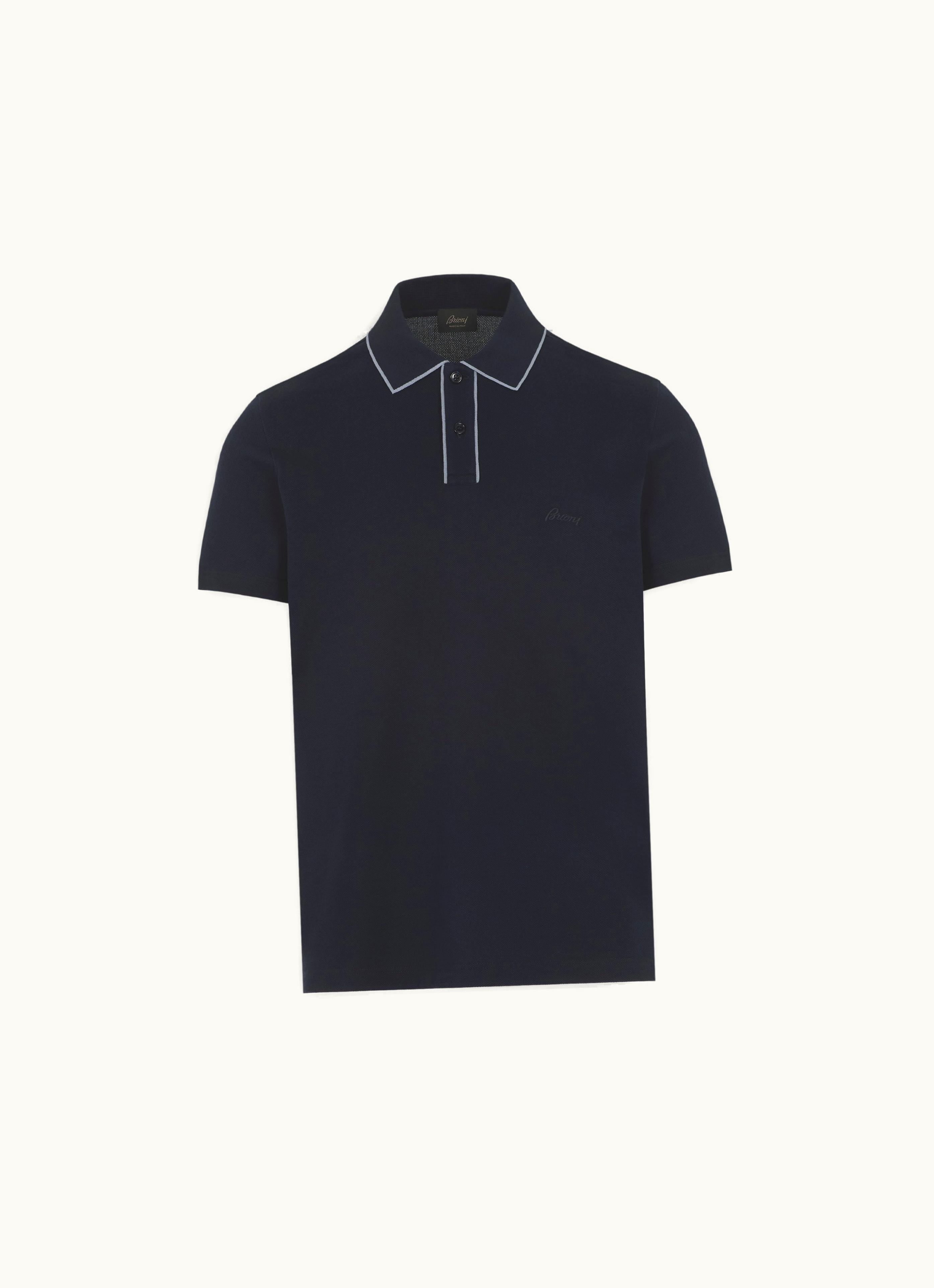 Brioni Brioni Navy Blue Cotton Piqué Polo With Logo