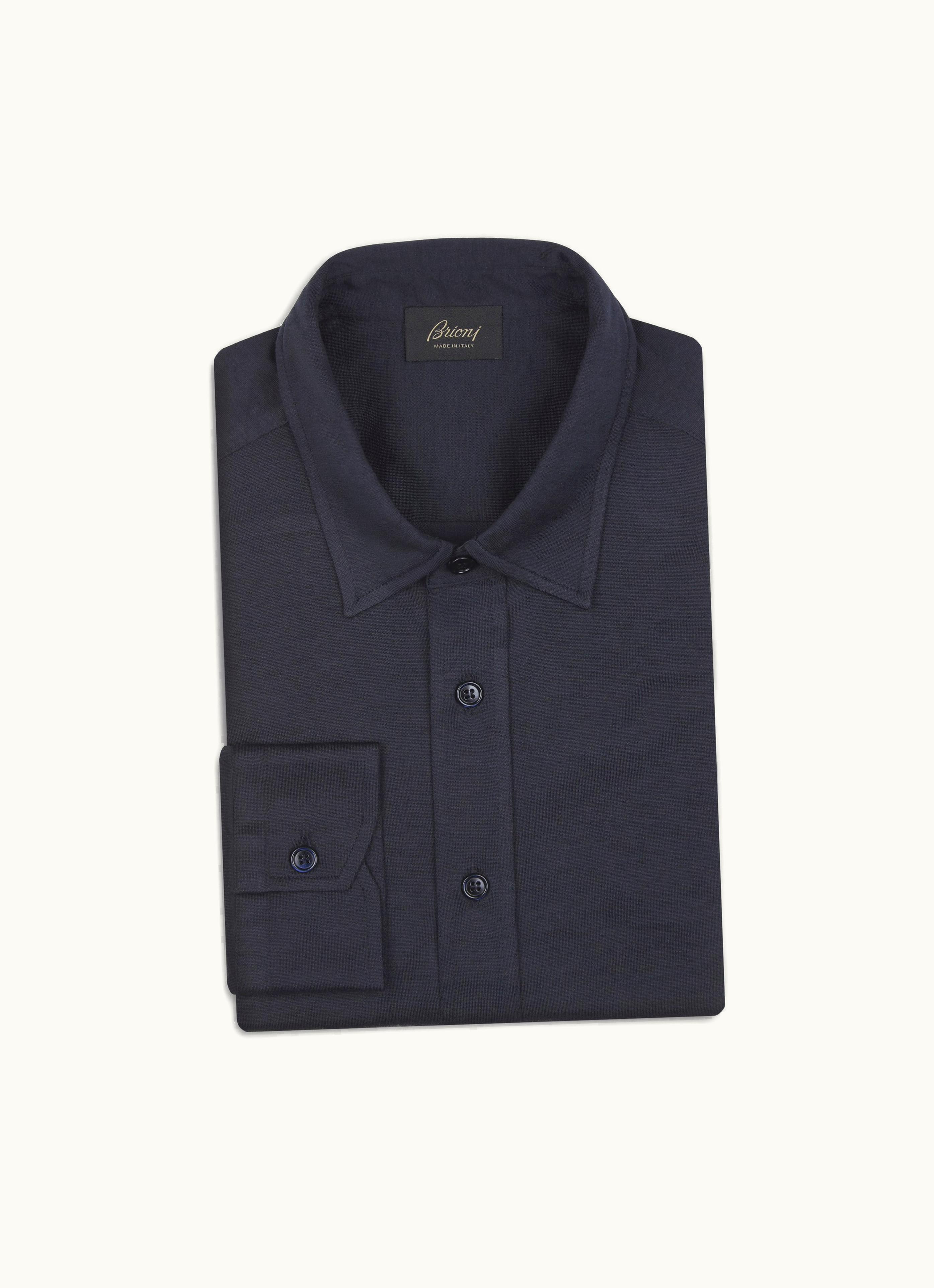 Brioni Brioni Navy Blue Silk And Cotton Shirt