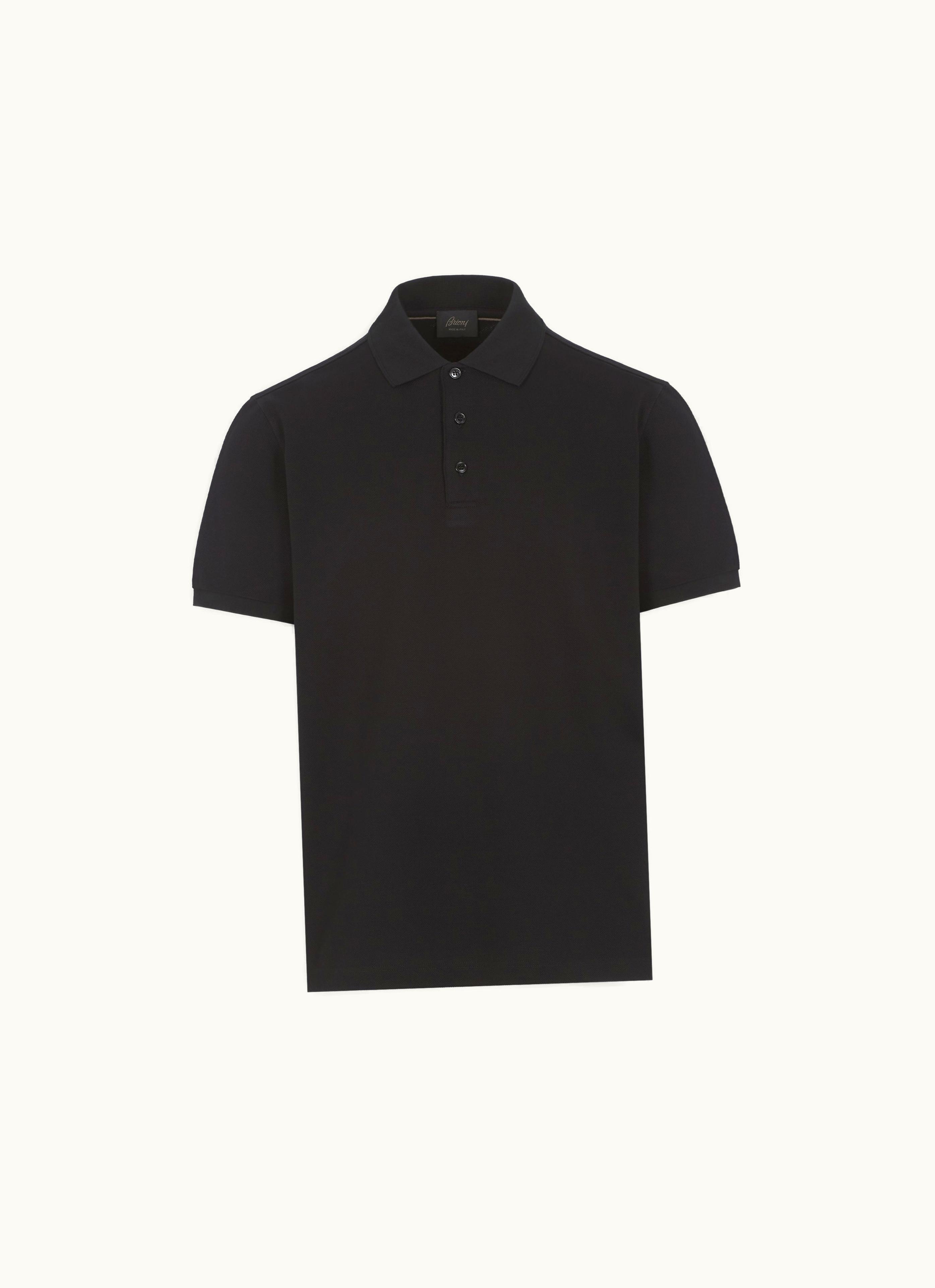 Brioni Brioni Black Cotton Piqué Polo