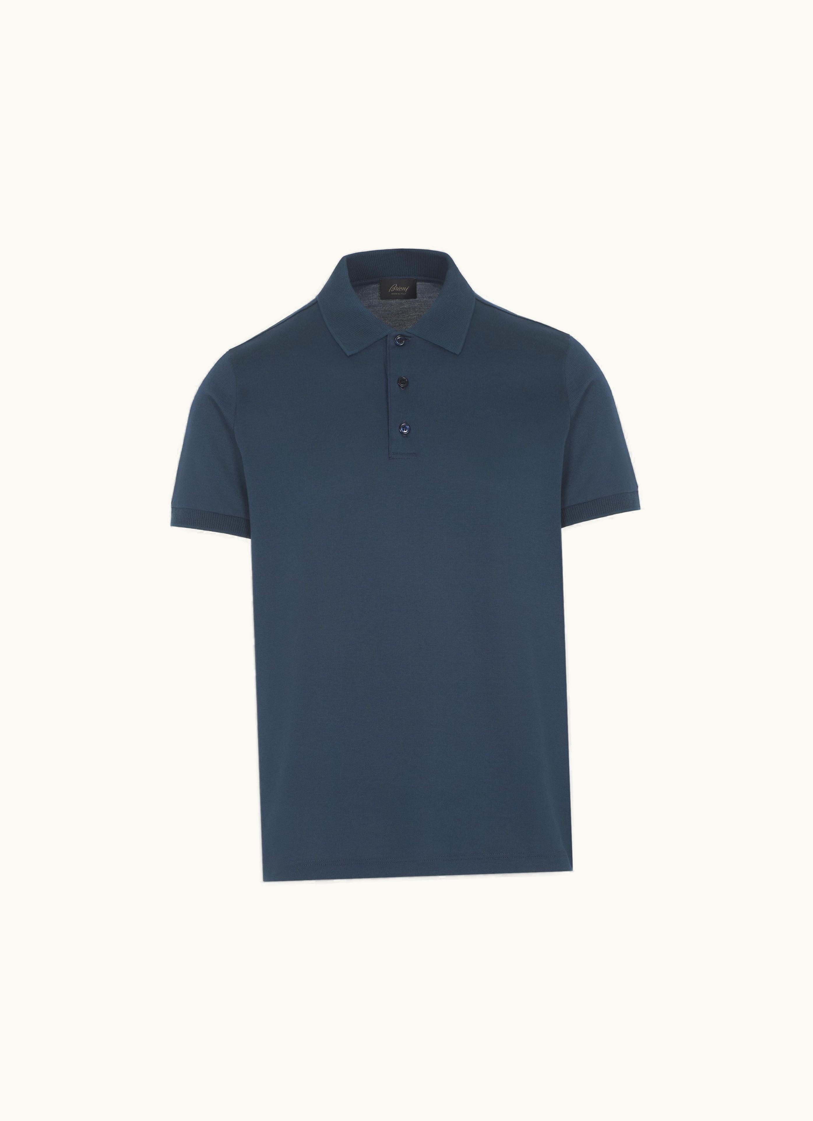 Brioni Brioni Teal Green And Charcoal Grey Cotton Polo