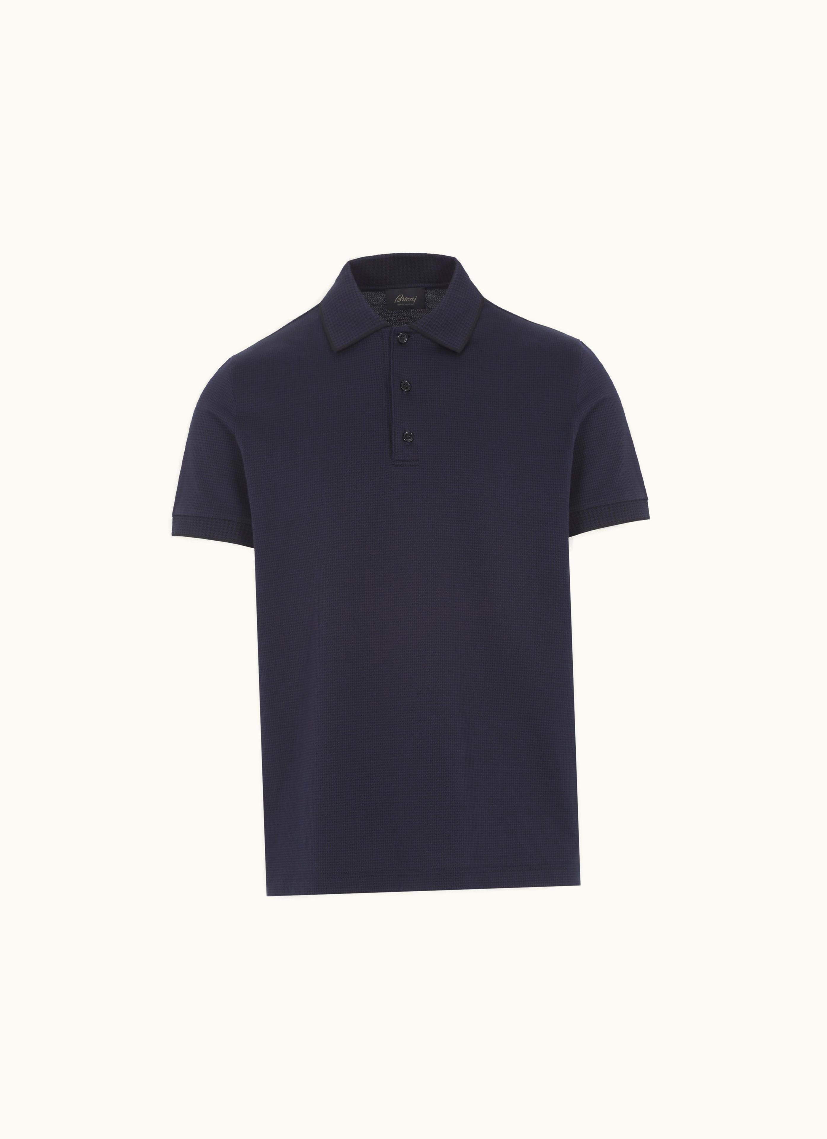 Brioni Brioni Black And Midnight Blue Cotton Jersey Polo