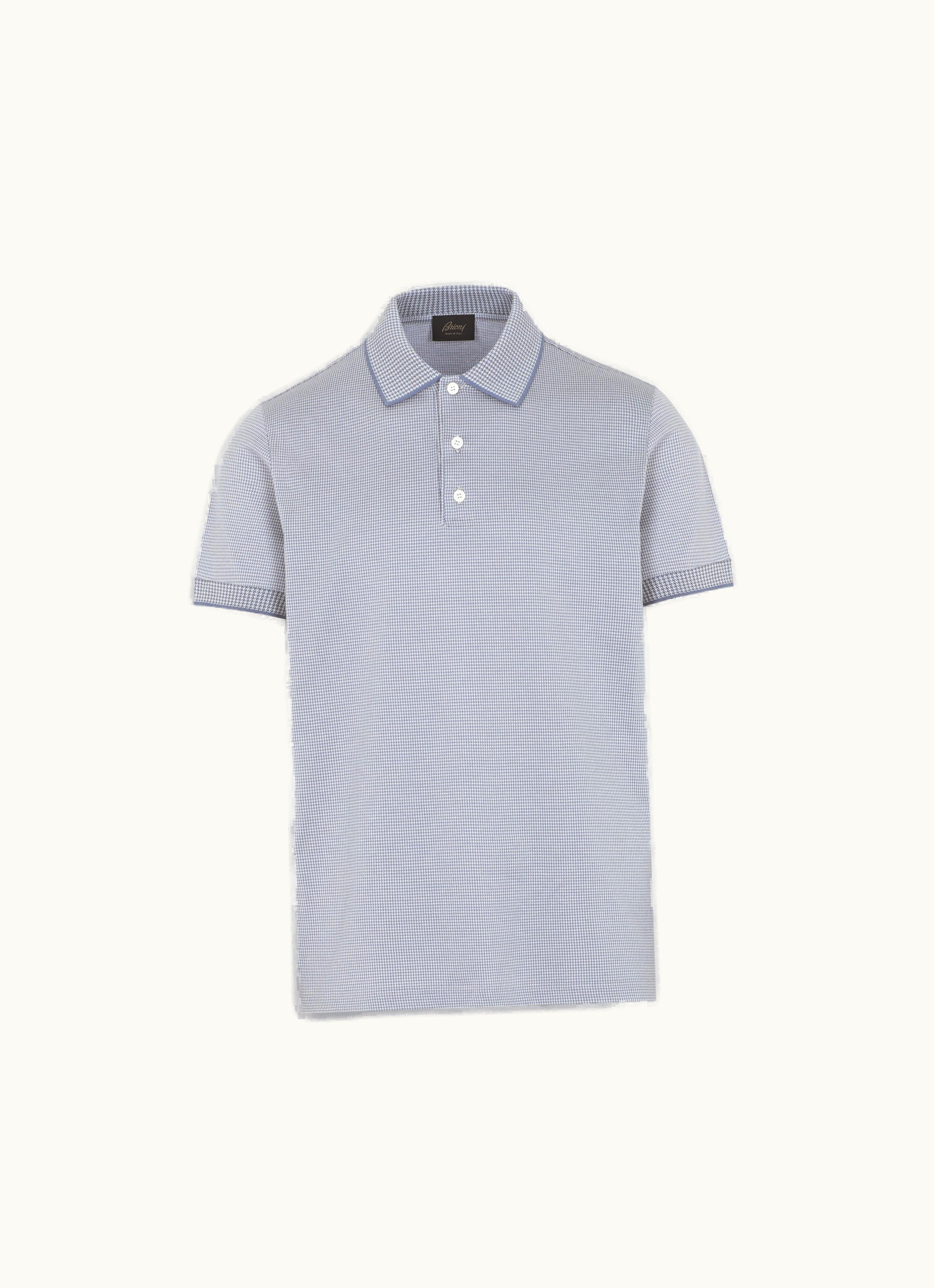 Brioni Brioni Ivory White And Sky Blue Cotton Jersey Polo