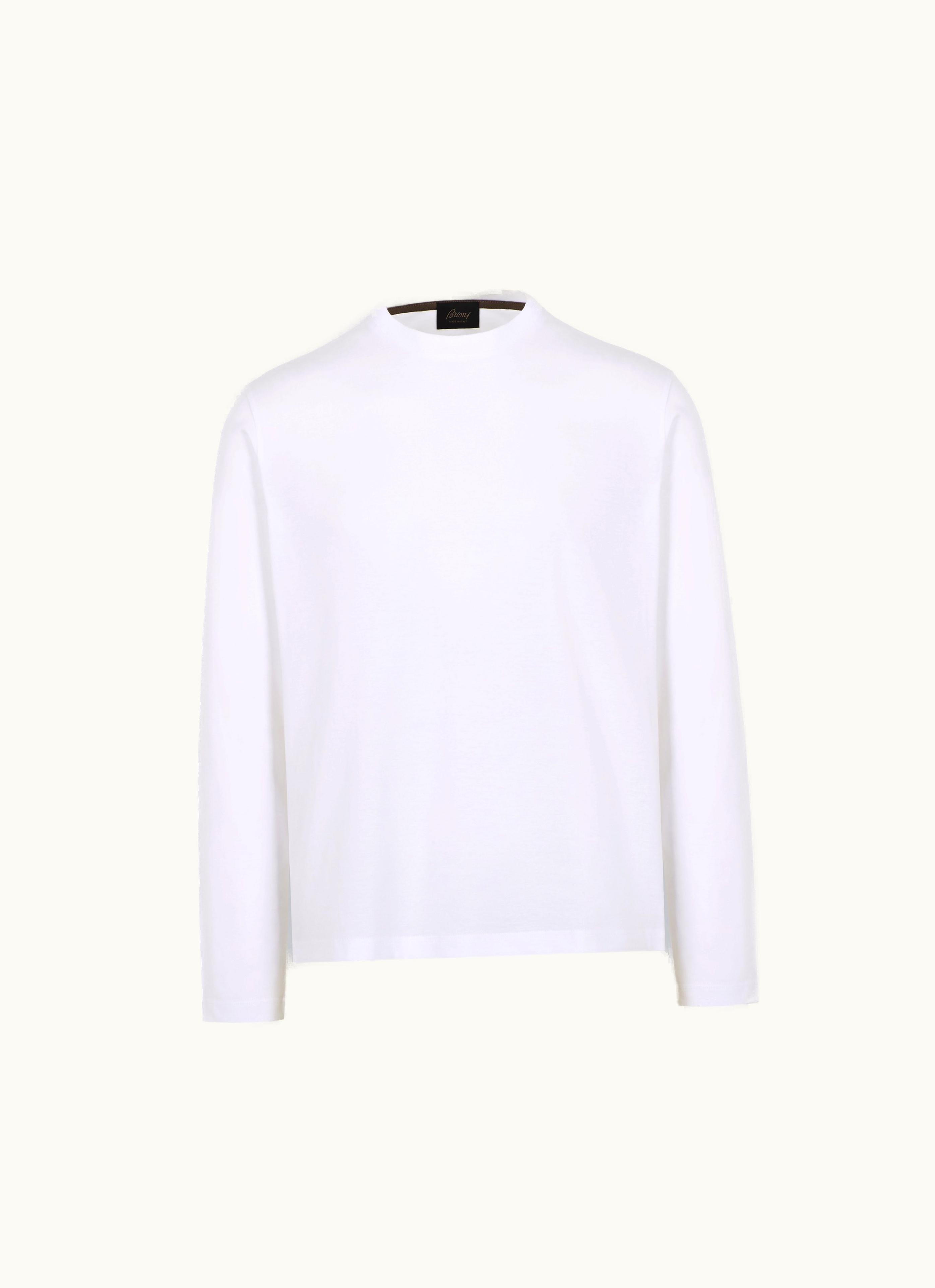 Brioni Brioni White Gassed Cotton long-sleeved T-shirt