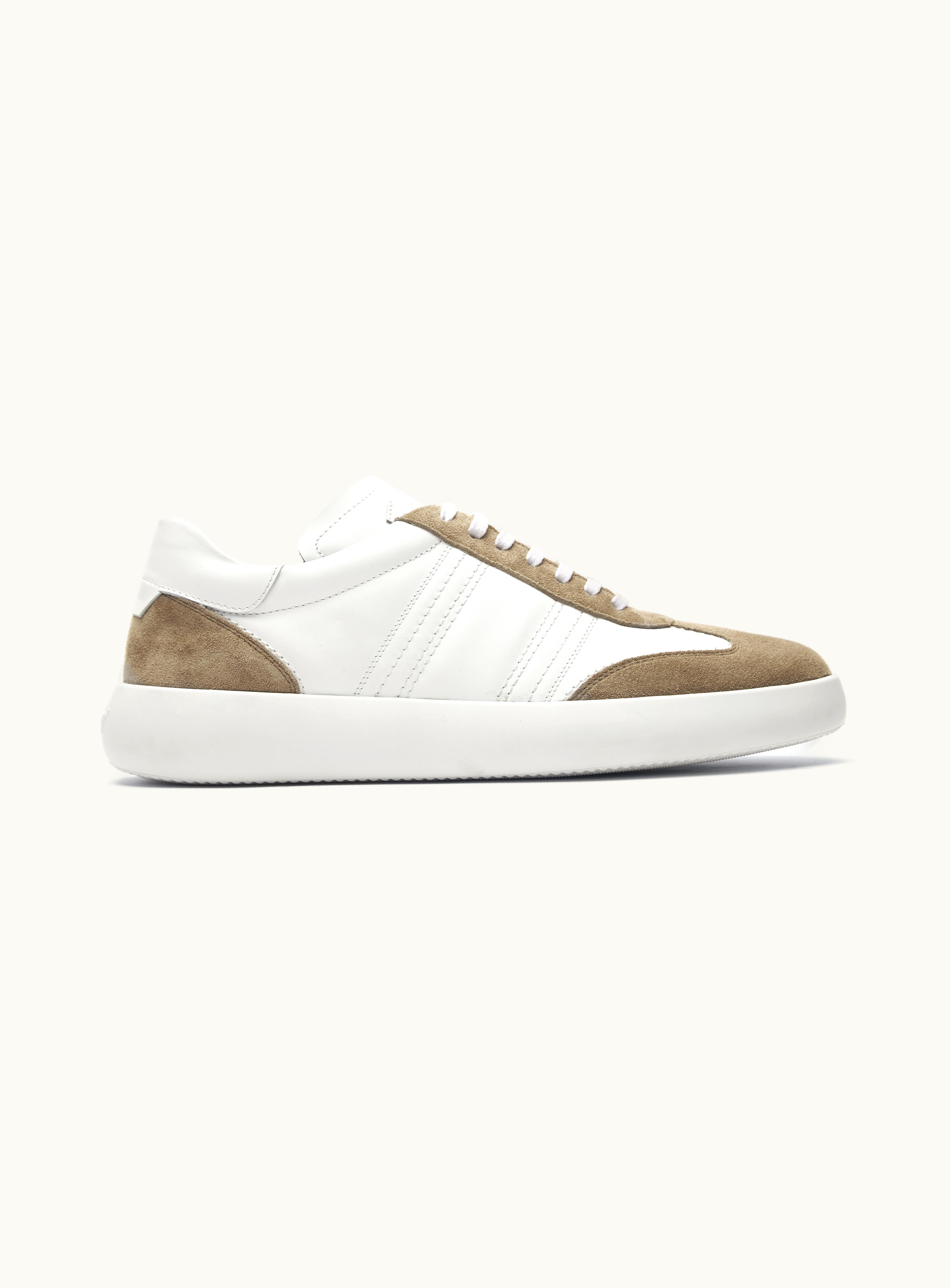 Brioni Brioni Beige And White Suede And Calf Leather Sneakers