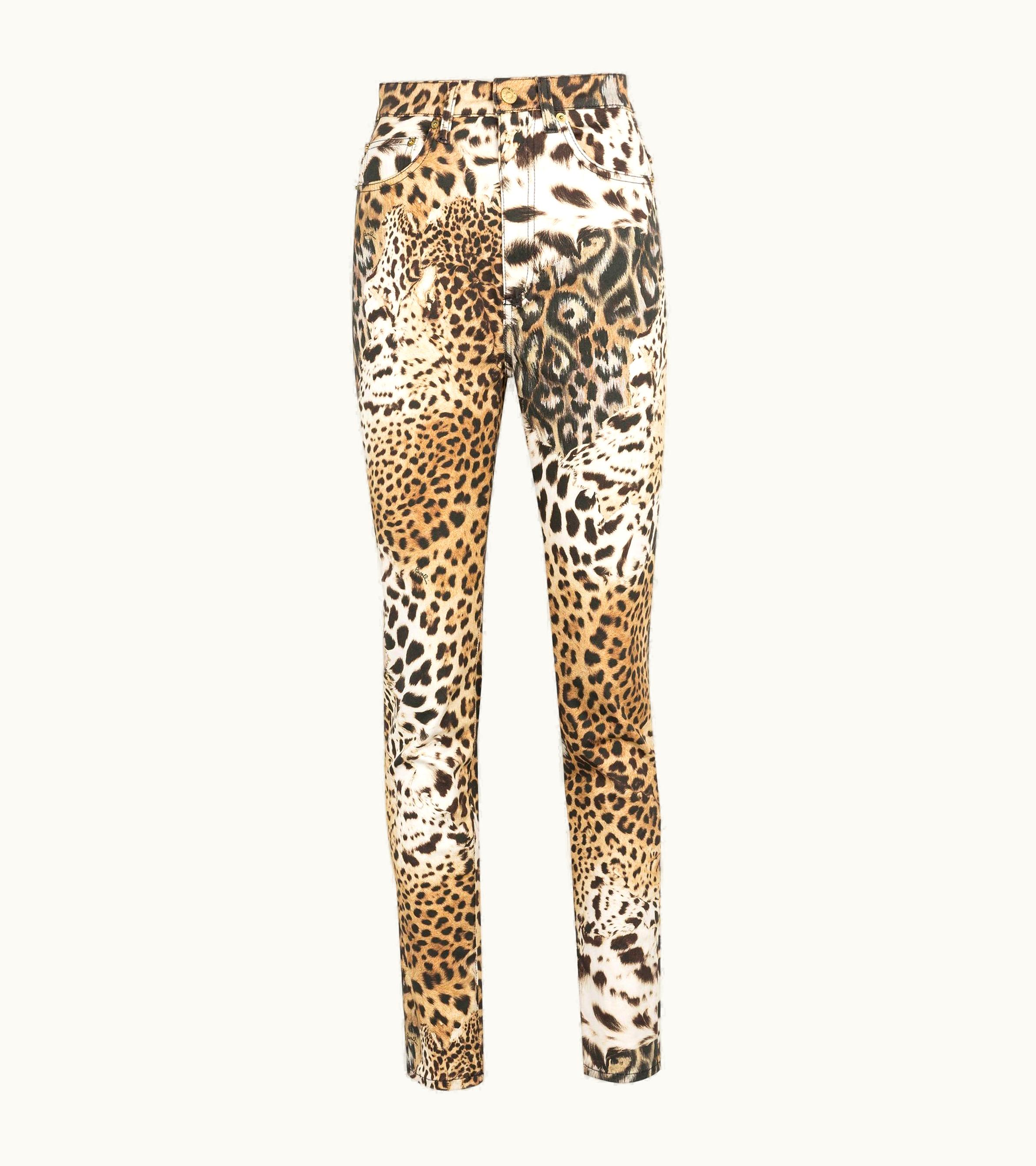 Roberto Cavalli Roberto Cavalli Slim Jeans With Leopard Print Naturale