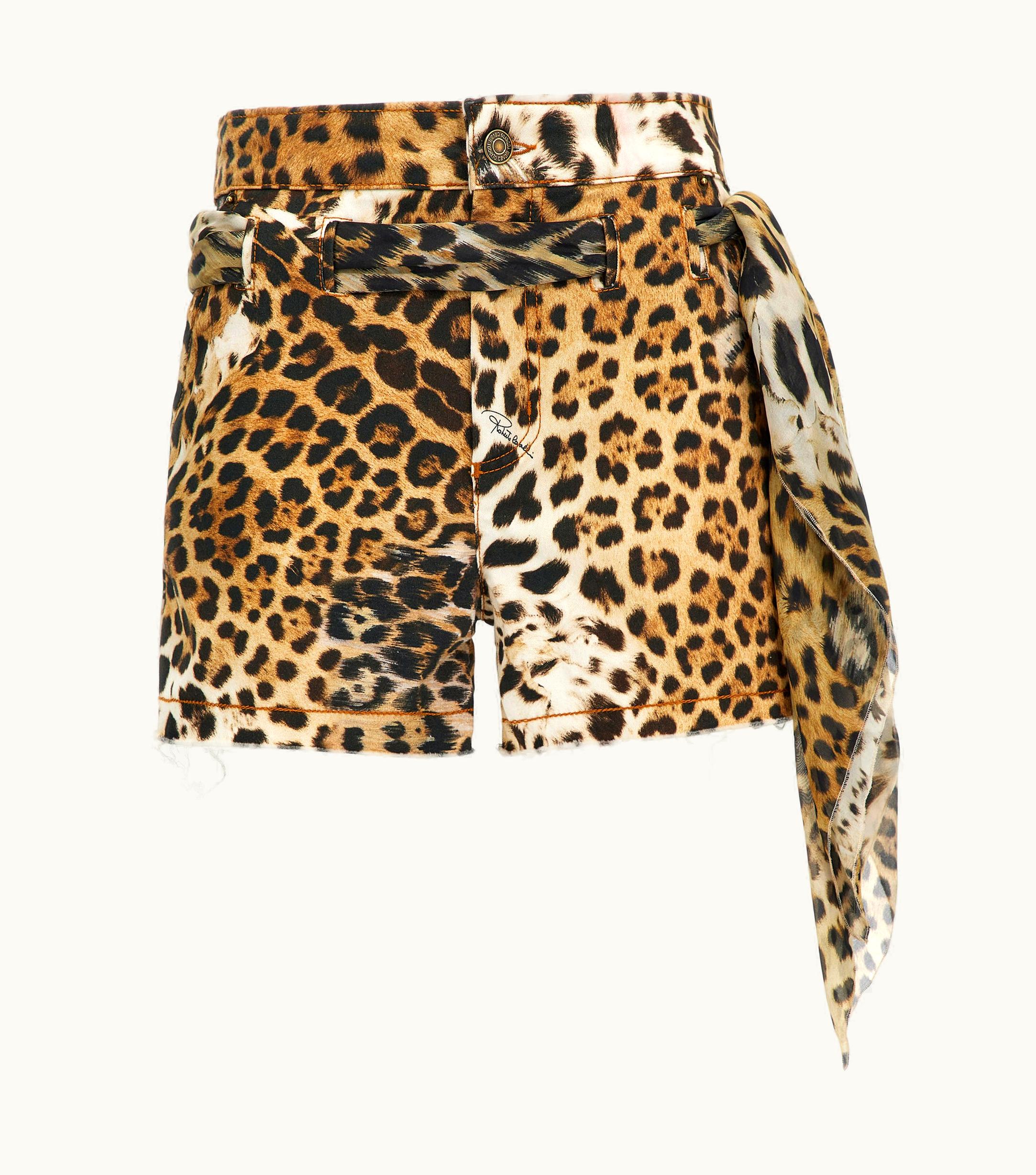 Roberto Cavalli Roberto Cavalli Jaguar Skin Print Shorts Brown