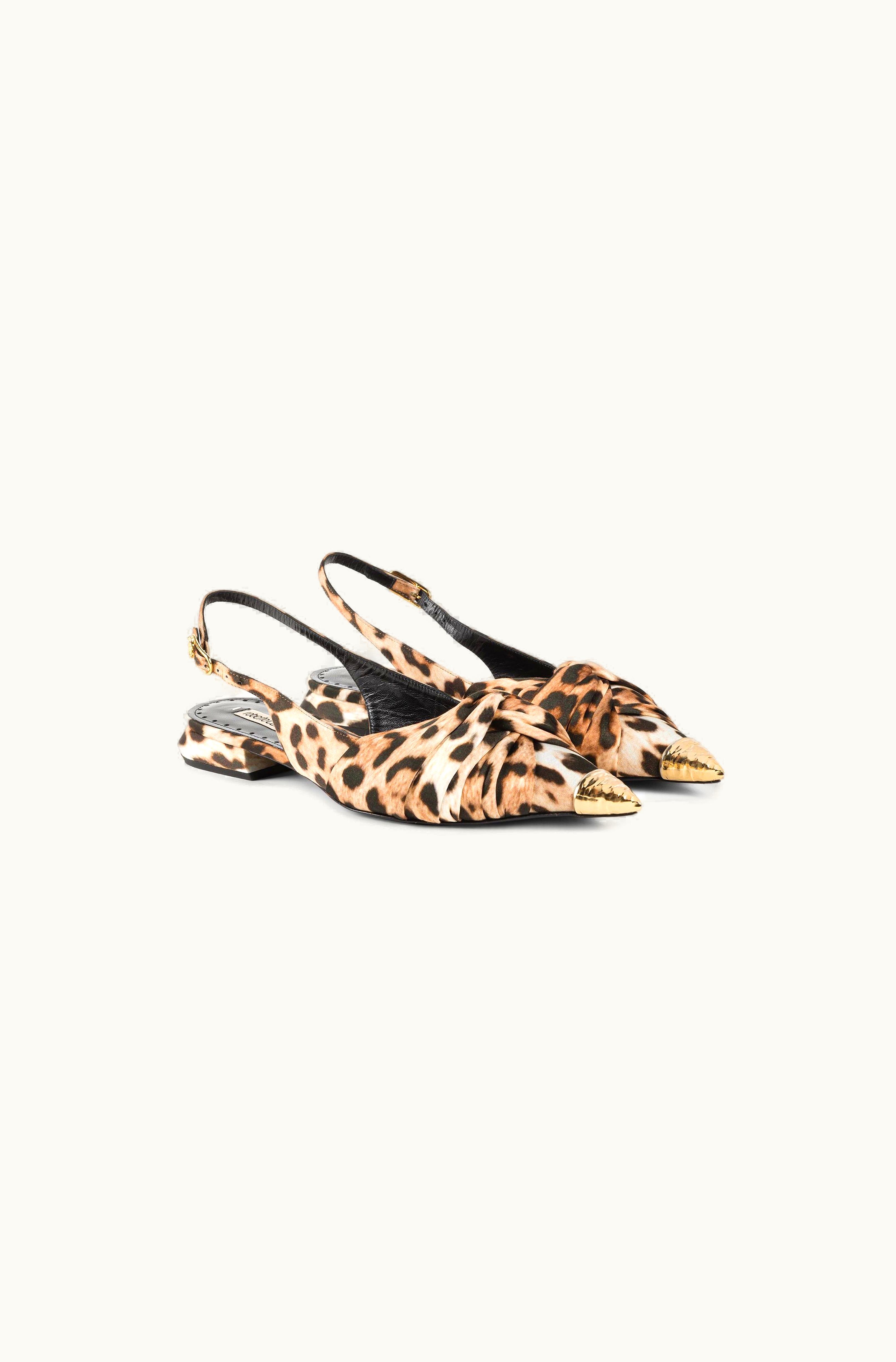 Roberto Cavalli Roberto Cavalli Le Pettegole Jaguar-Print Slingback Mules Leopardo / Oro