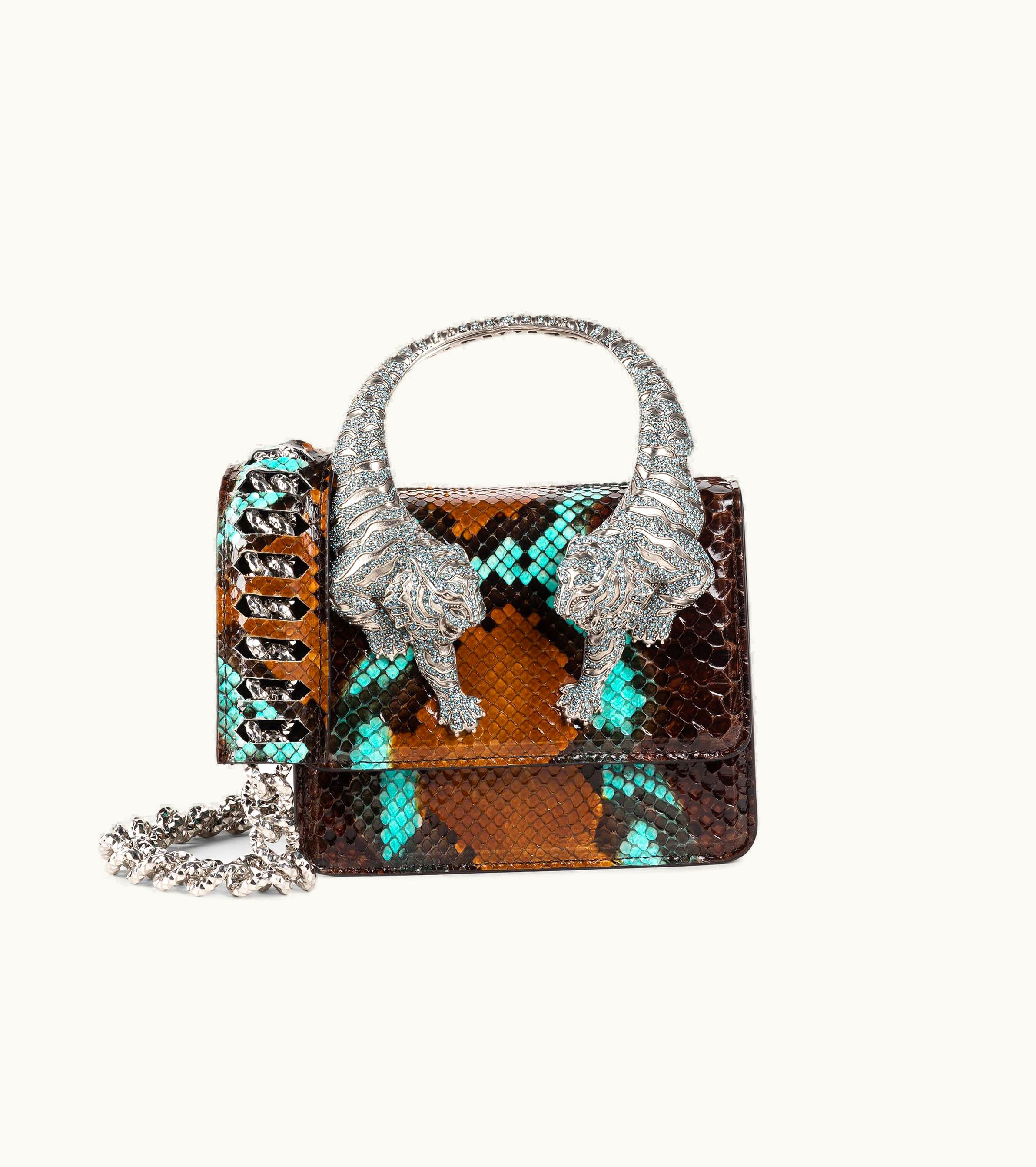 Roberto Cavalli Roberto Cavalli Small Roar Crystal-Embellished Shoulder Bag Brown