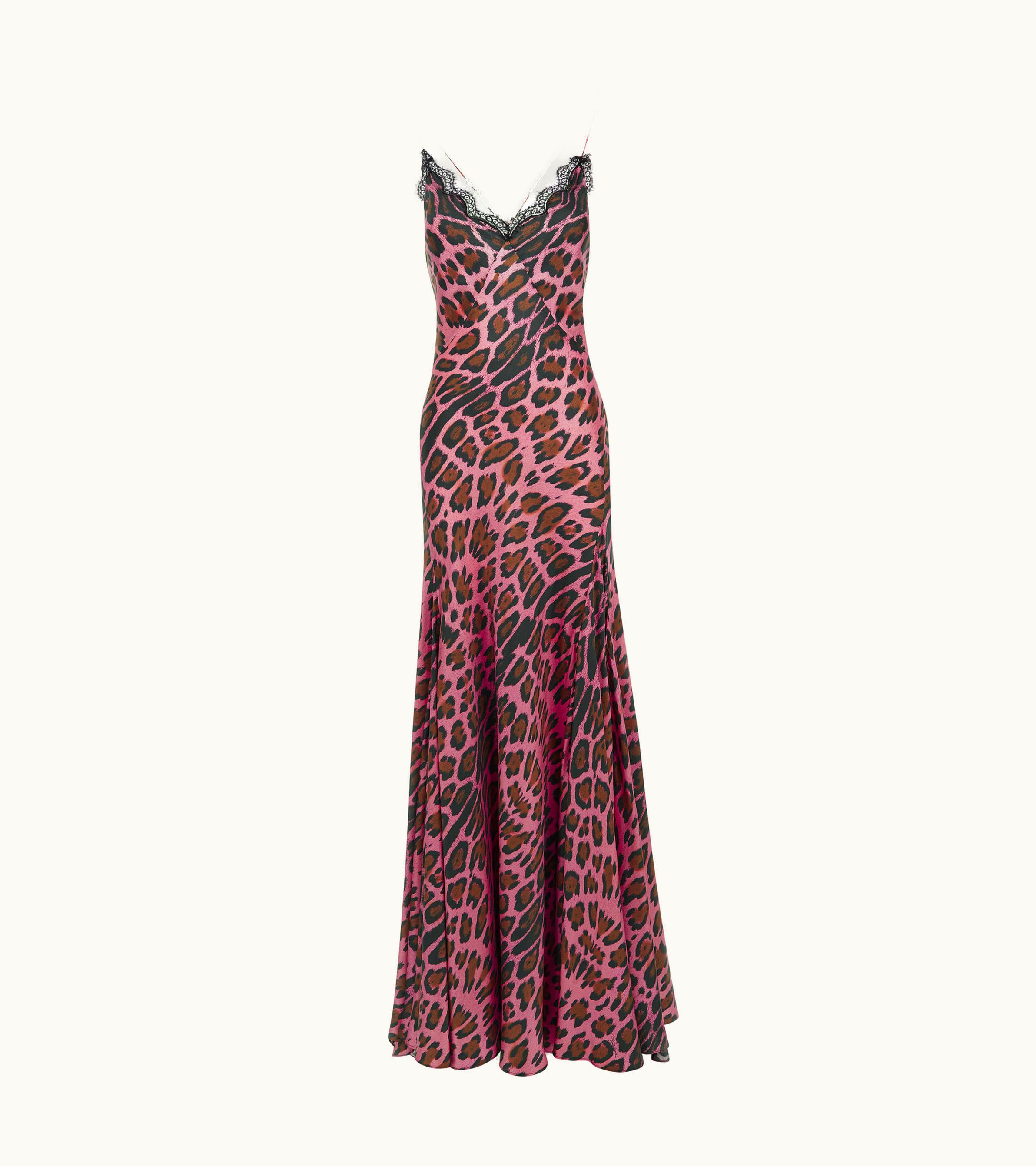 Roberto Cavalli Roberto Cavalli Slip Dress With Leopard Print Fuchsia