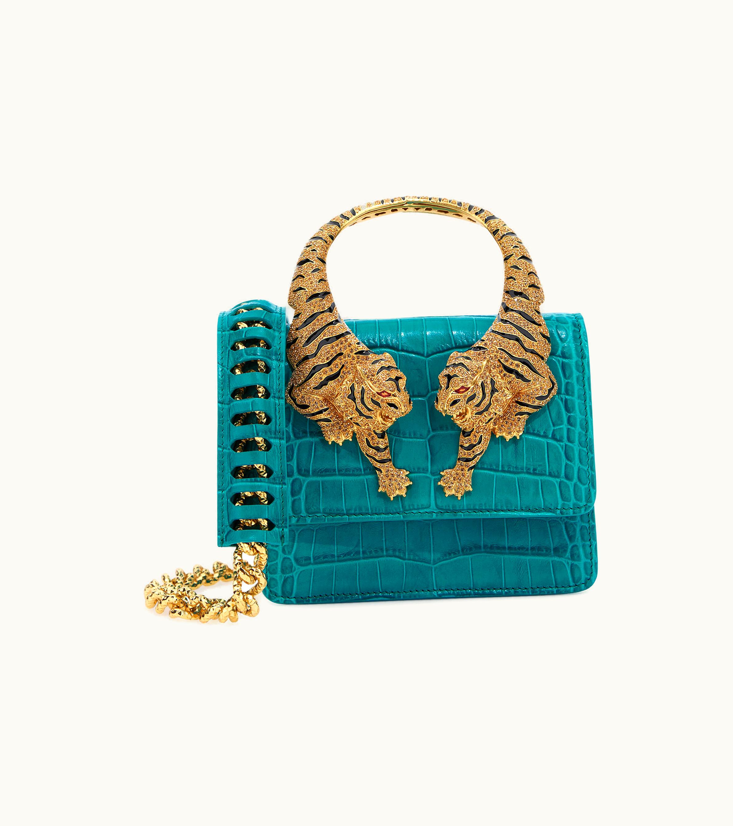 Roberto Cavalli Roberto Cavalli Roar Embellished Shoulder Bag Light Blue