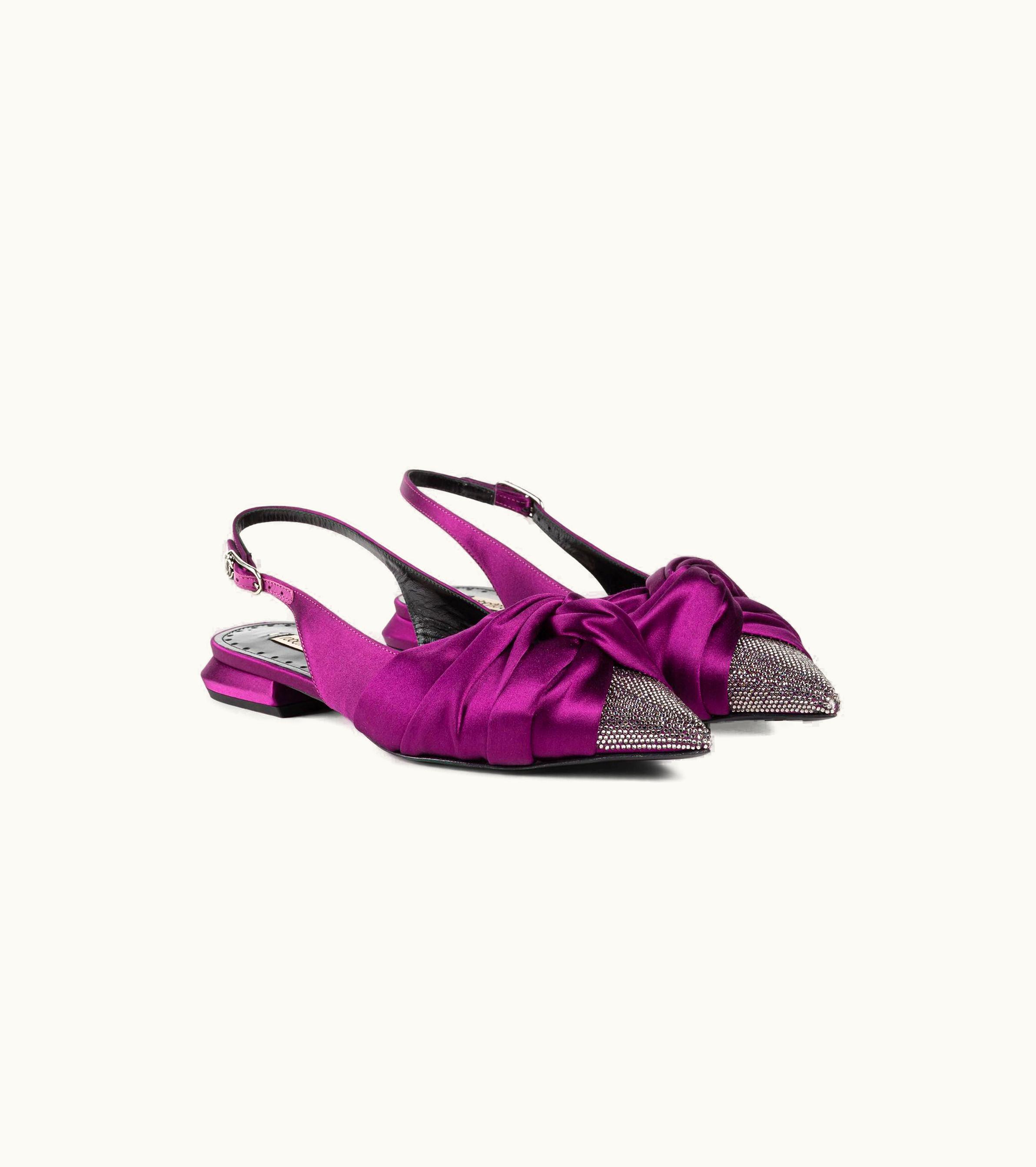Roberto Cavalli Roberto Cavalli Knot-detail crystal-embellished Ballerina Shoes Viola / Black Diamond