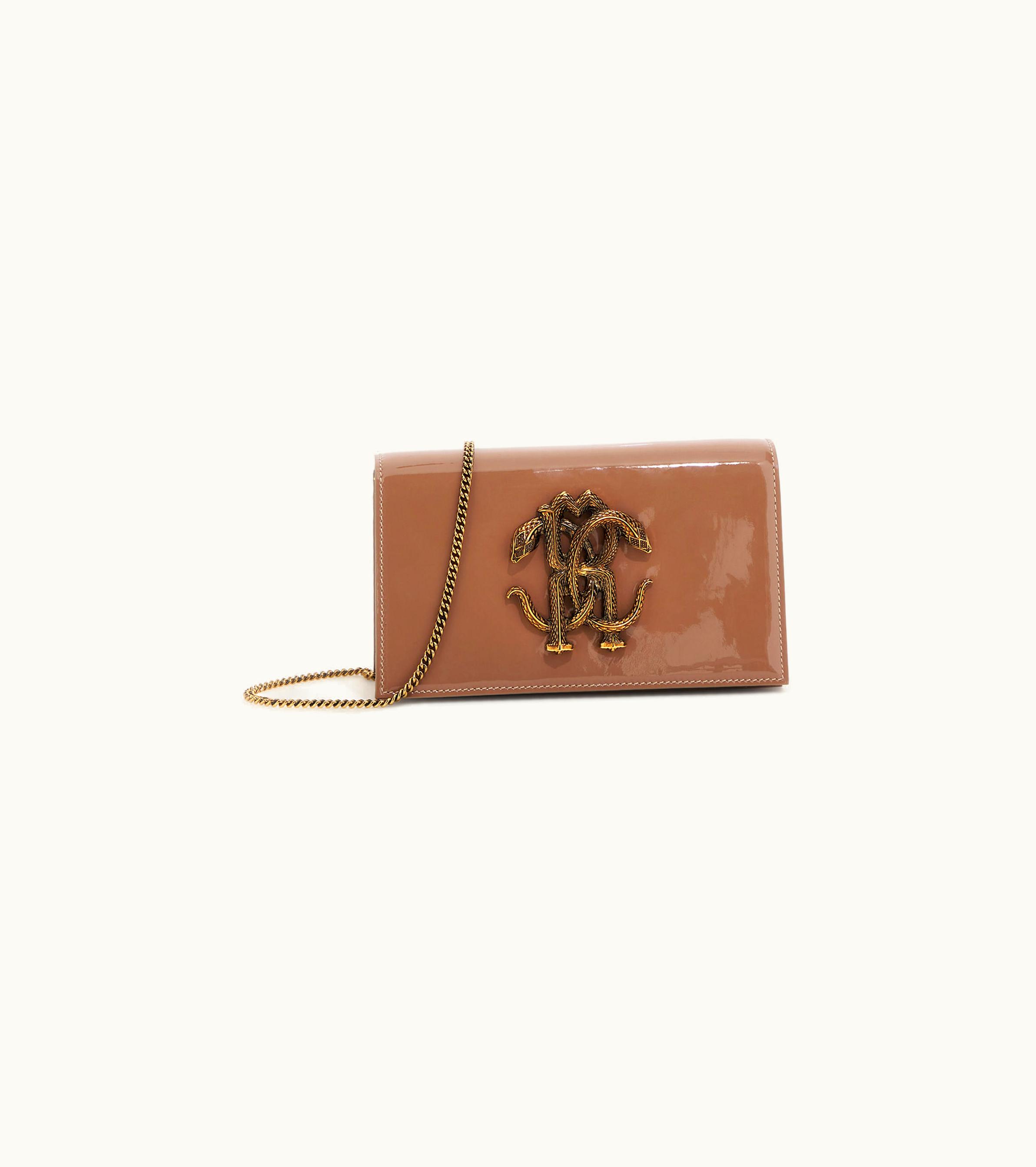 Roberto Cavalli Roberto Cavalli Shoulder Bag With Monogram Mirror Snake Brown SKB112-PZ133-09122