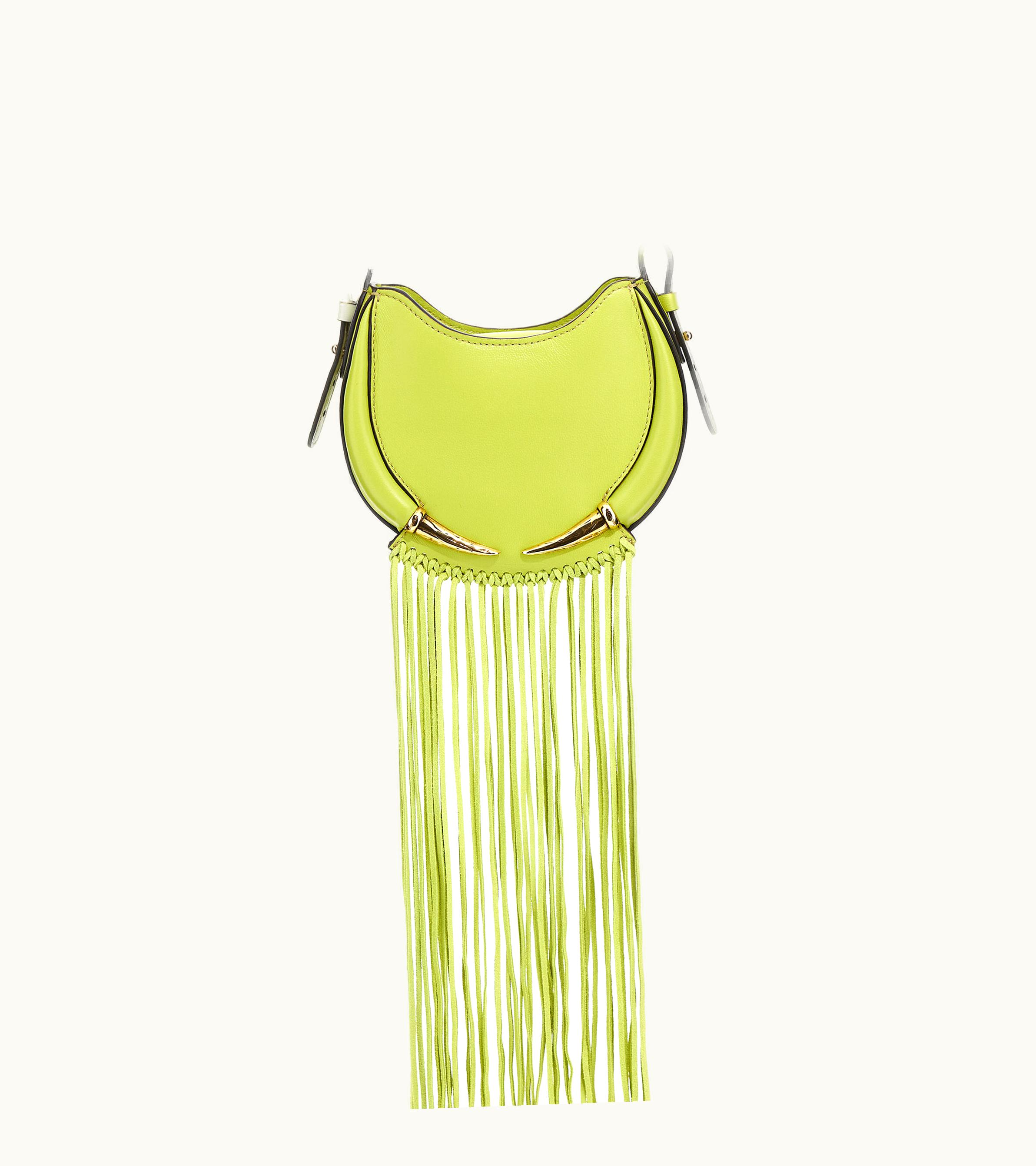Roberto Cavalli Roberto Cavalli Fang Bag Shoulder Bag With Fringes Light Green