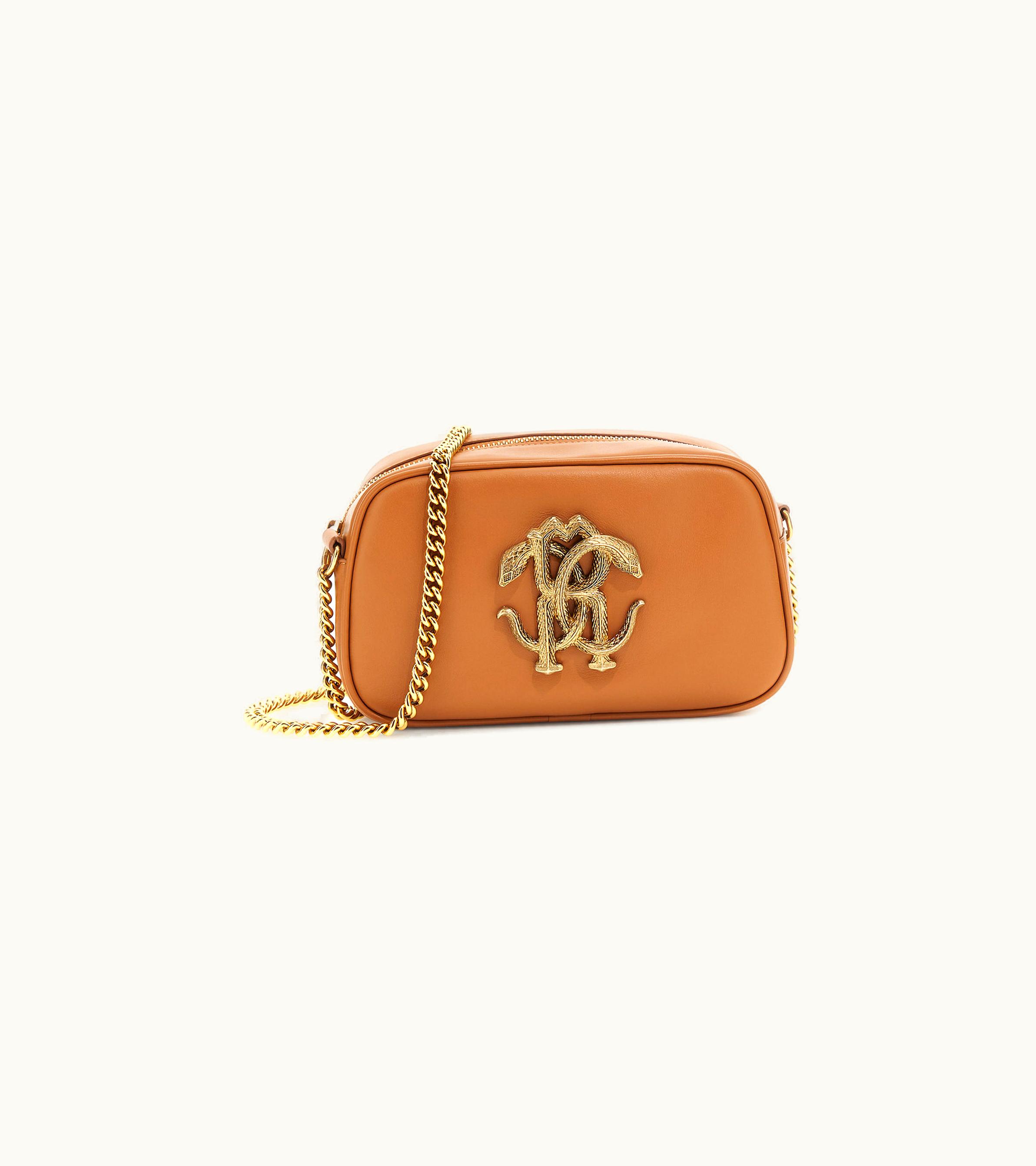 Roberto Cavalli Roberto Cavalli Shoulder Bag With Monogram Mirror Snake Brown SKB010-PZ172-03501