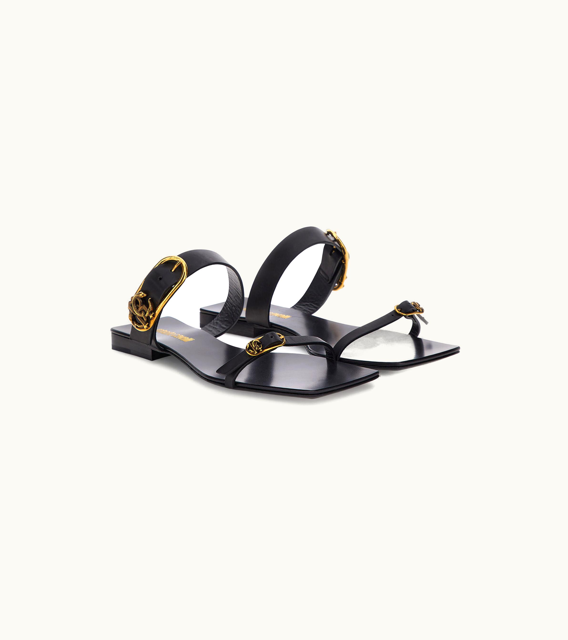 Roberto Cavalli Roberto Cavalli Flat Sandal With Monogram Rc Nero 191101