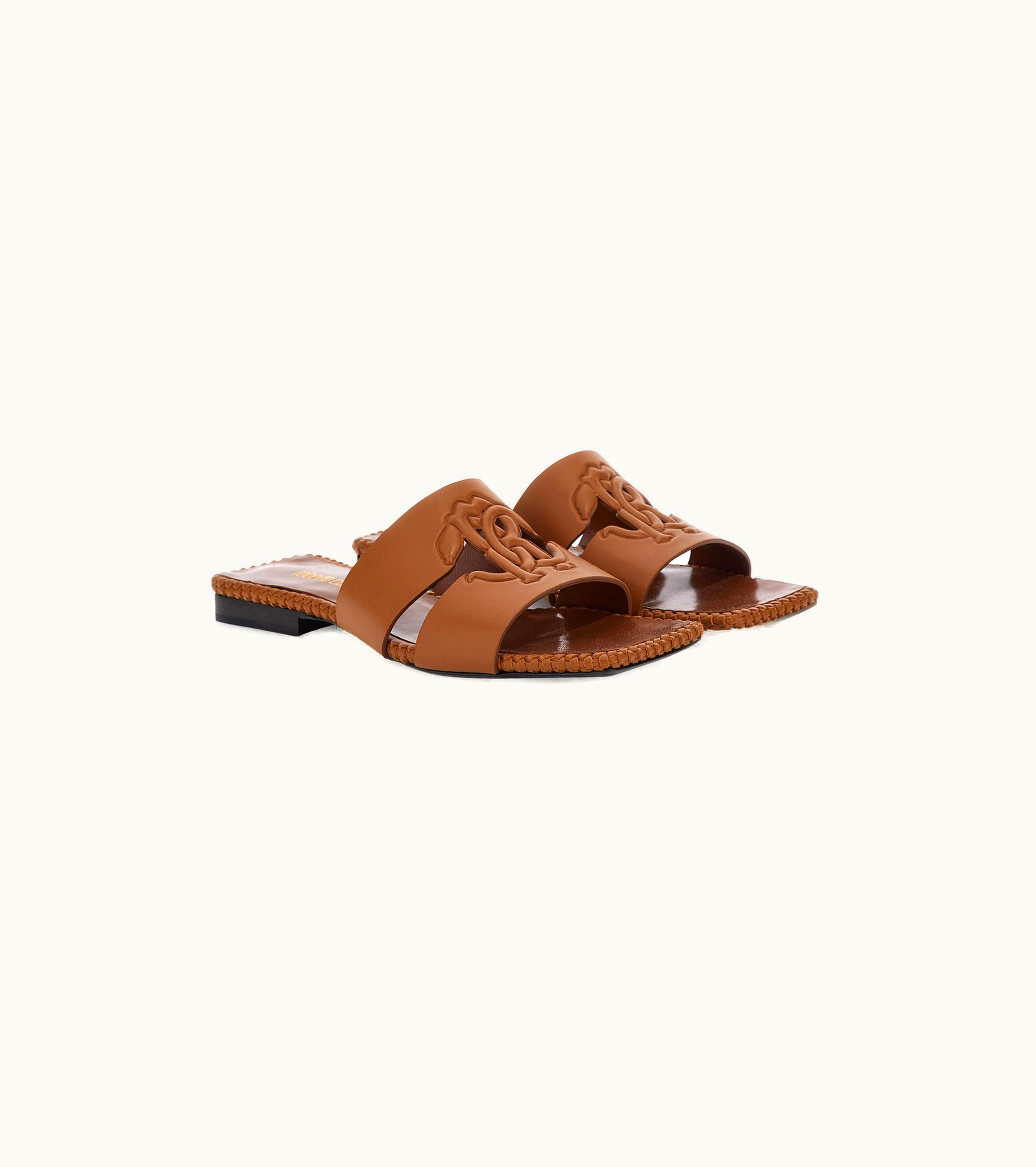 Roberto Cavalli Roberto Cavalli Flat Sandal With Monogram Rc Brown
