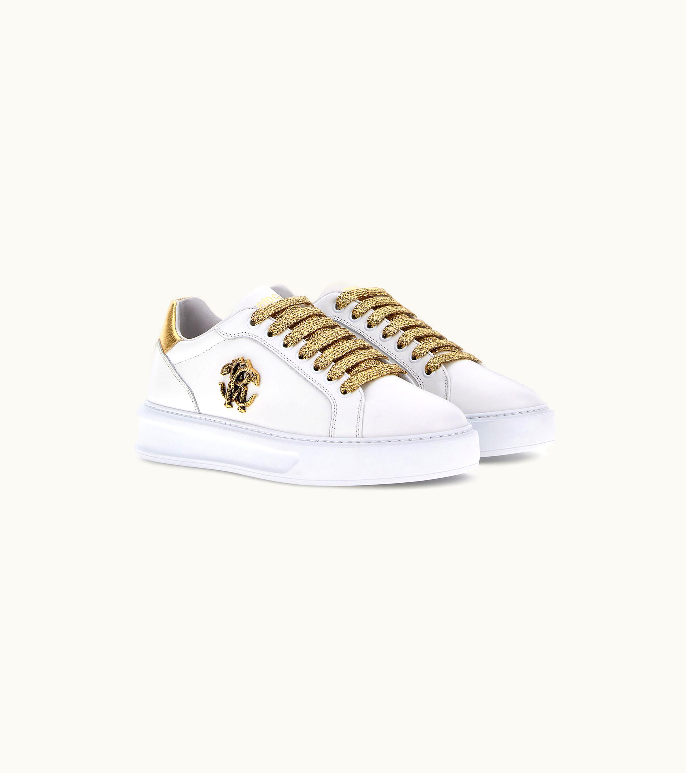 Roberto Cavalli Roberto Cavalli Sneakers With Monogram Rc White / Gold