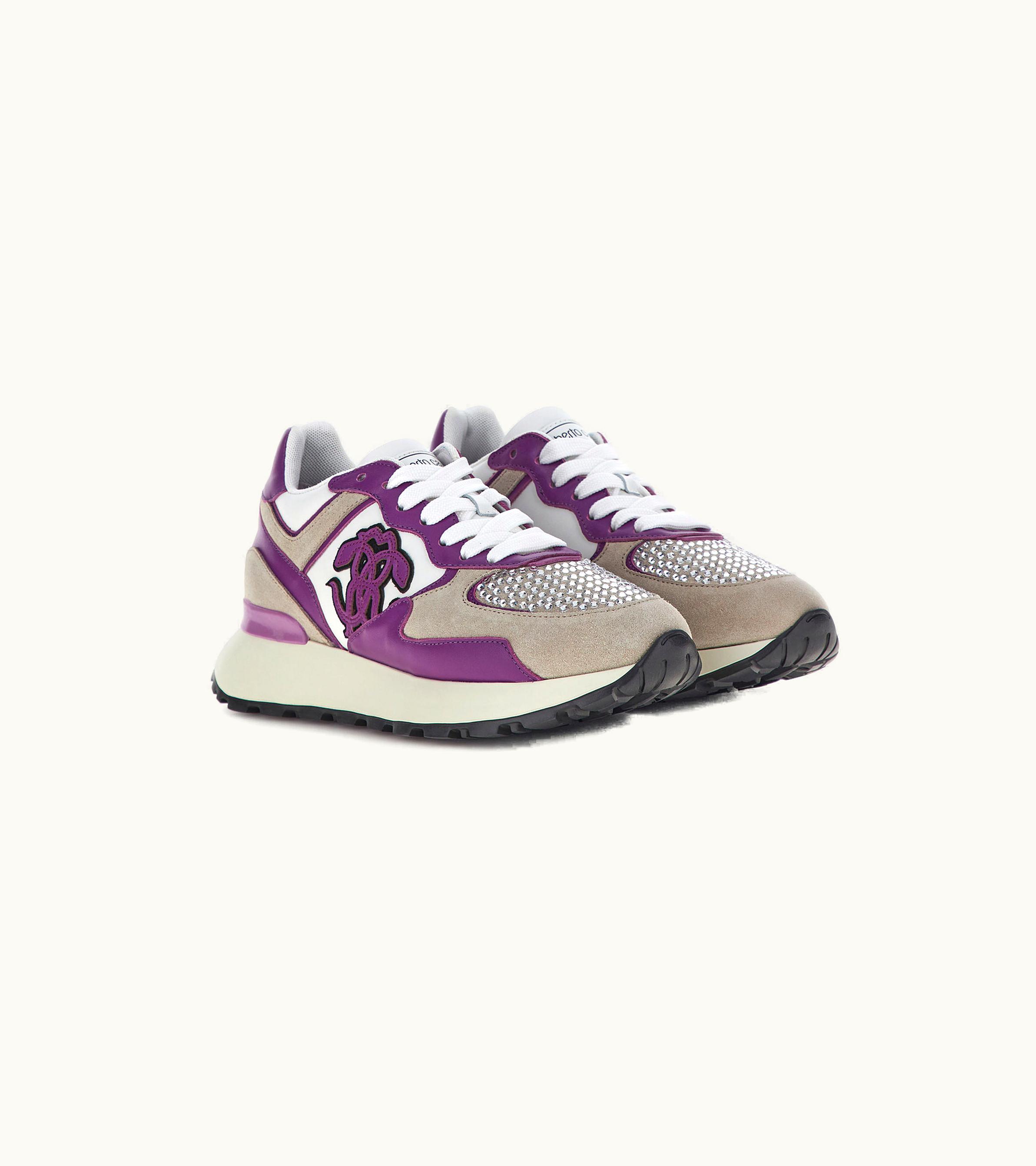 Roberto Cavalli Roberto Cavalli Sneakers With Monogram Mirror Snake Purple