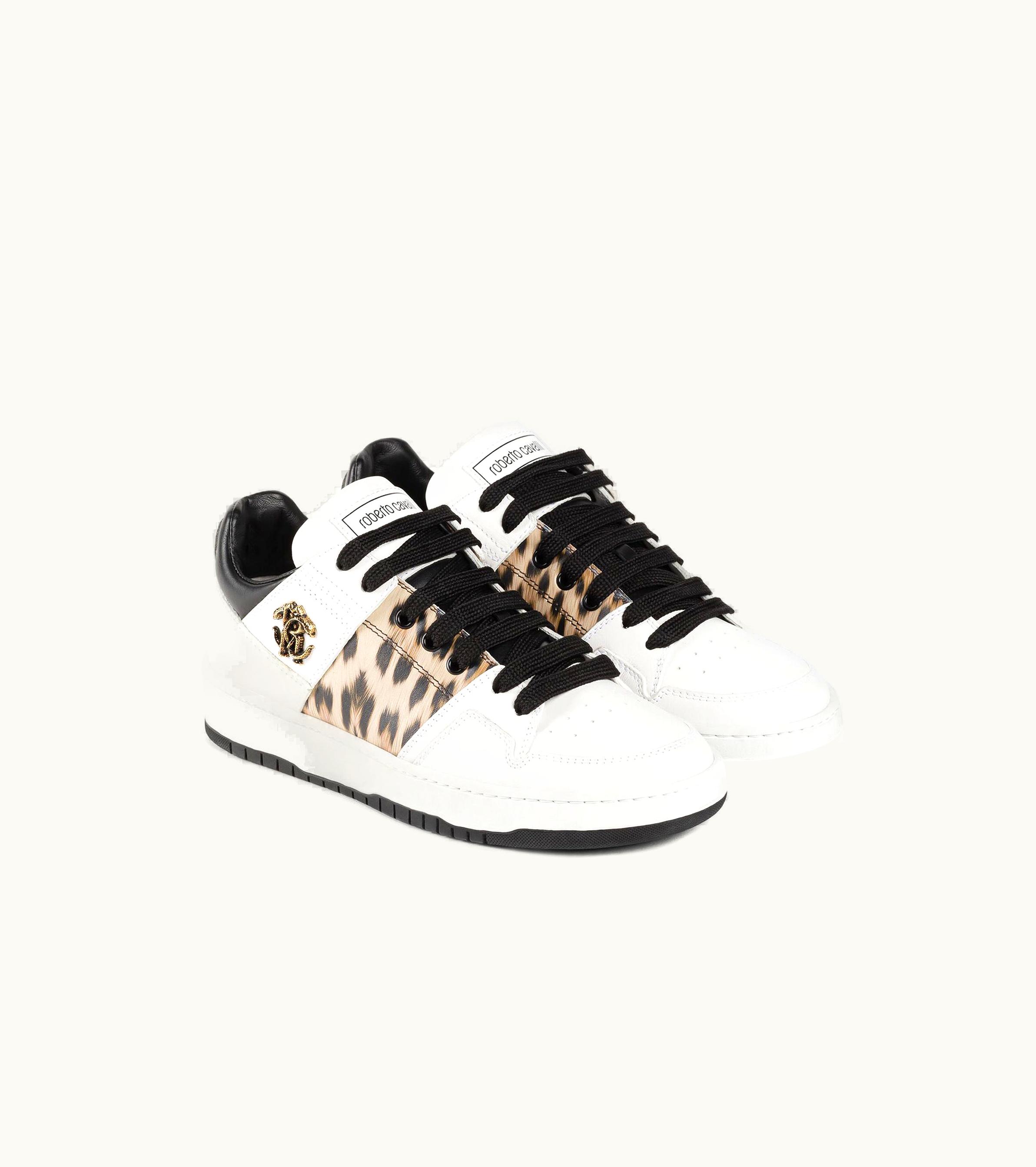 Roberto Cavalli Roberto Cavalli Jaguar-Print Mirror Snake Sneakers Bianco / Nero / Macula