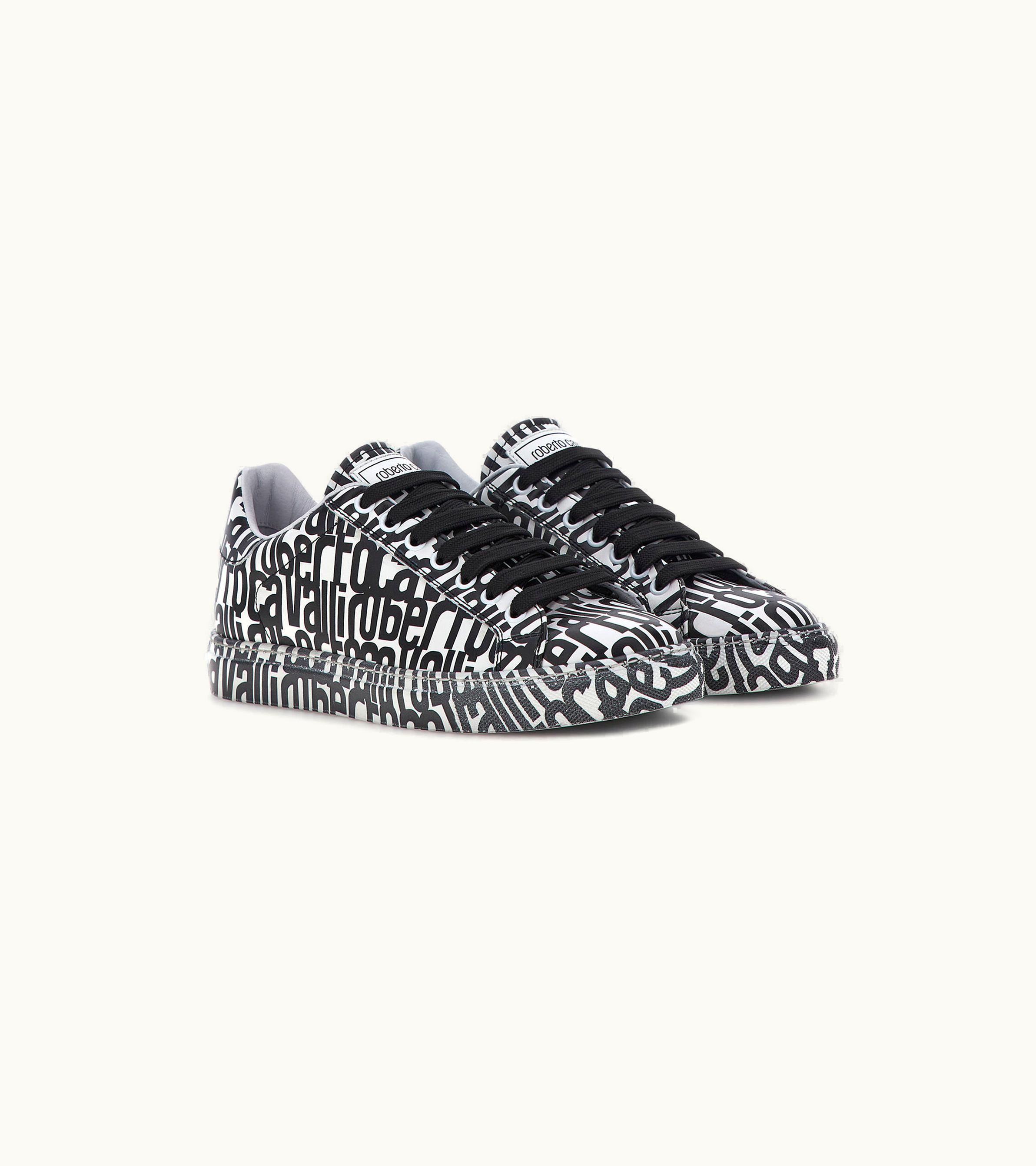 Roberto Cavalli Roberto Cavalli Low-top Sneakers With Logo And Monogram Mirror Snake Black
