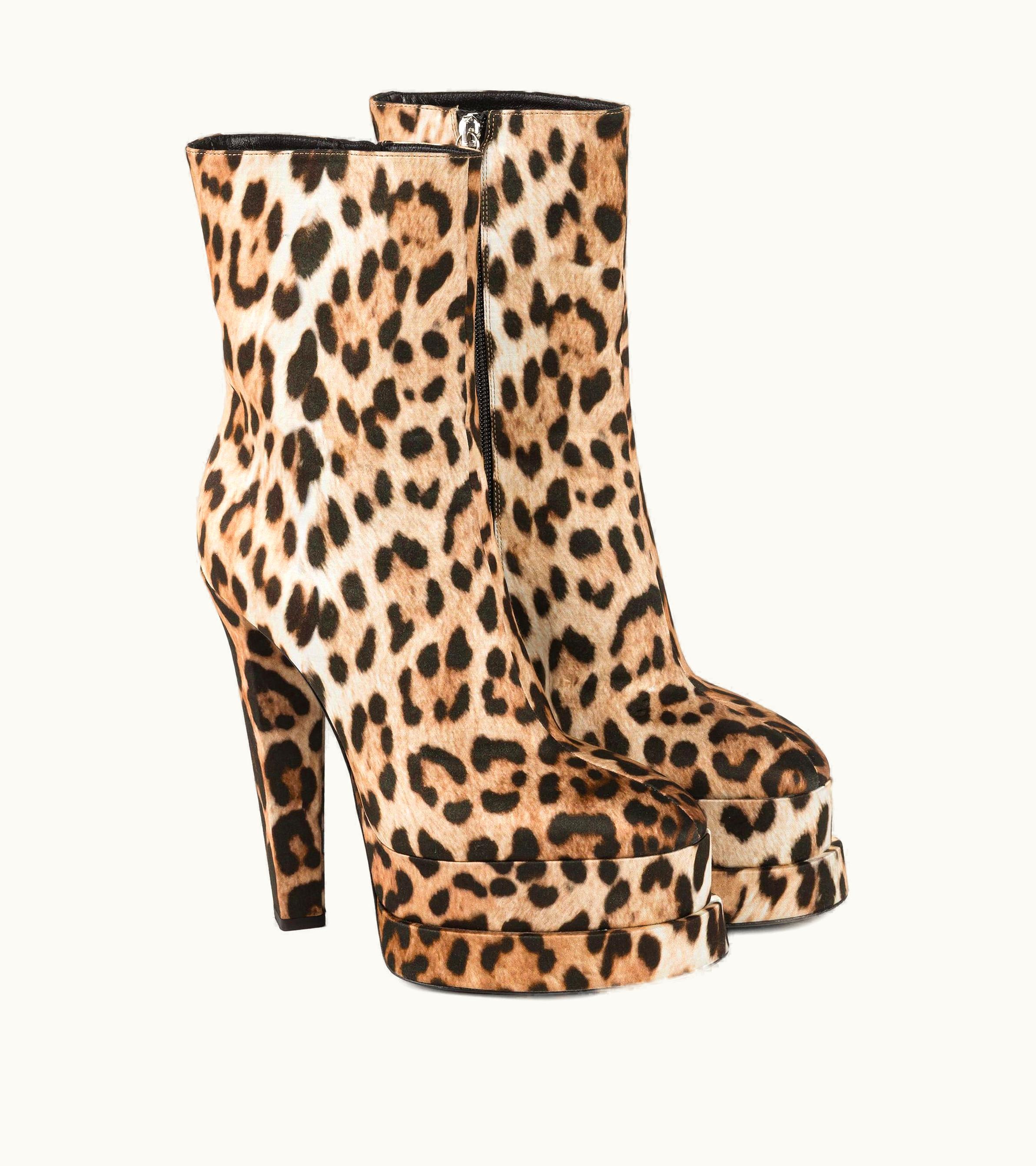 Roberto Cavalli Roberto Cavalli Jaguar-Print Platform Boots Leopardo / Argento Old