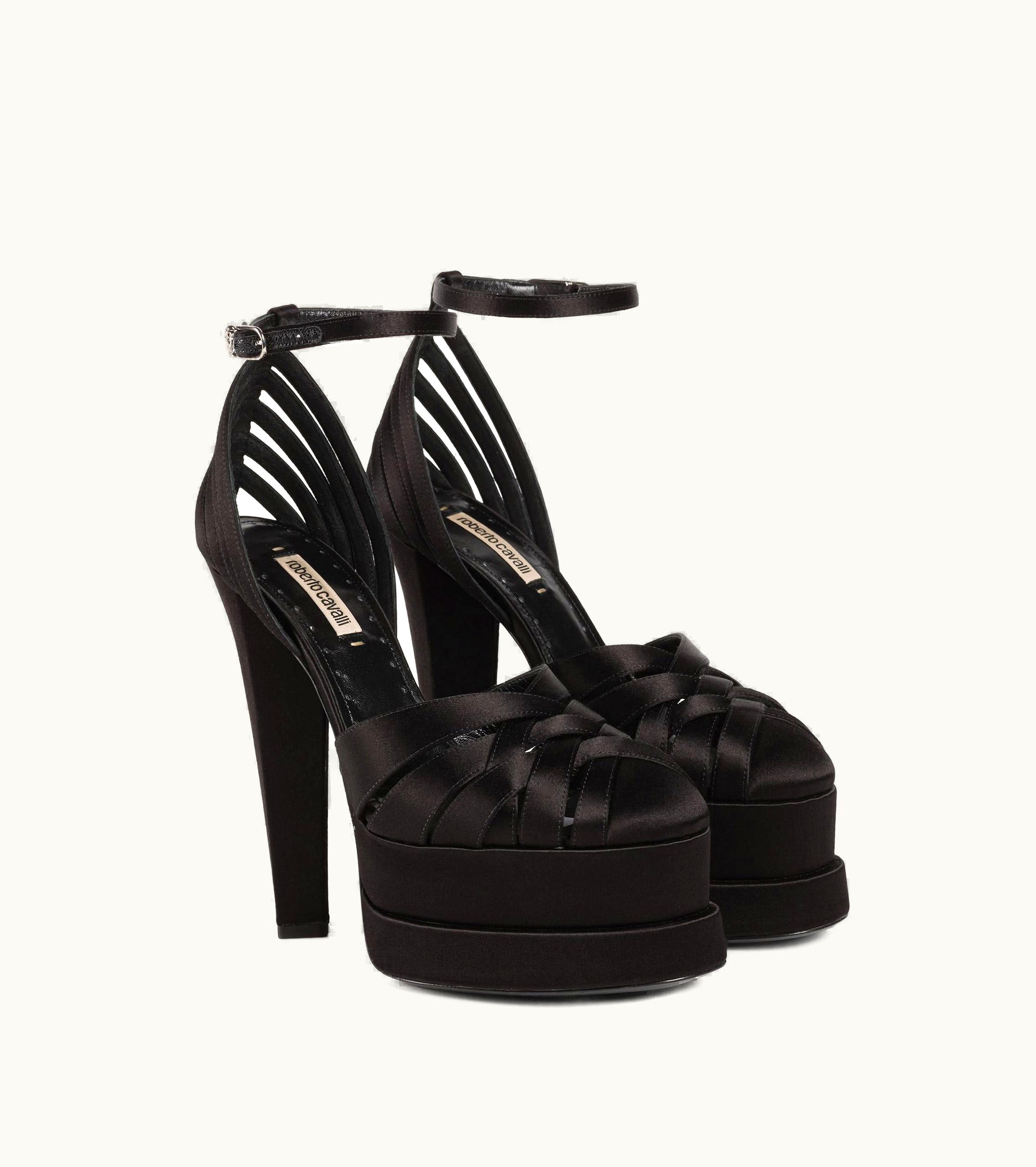 Roberto Cavalli Roberto Cavalli Caged Leather Platform Sandals Black